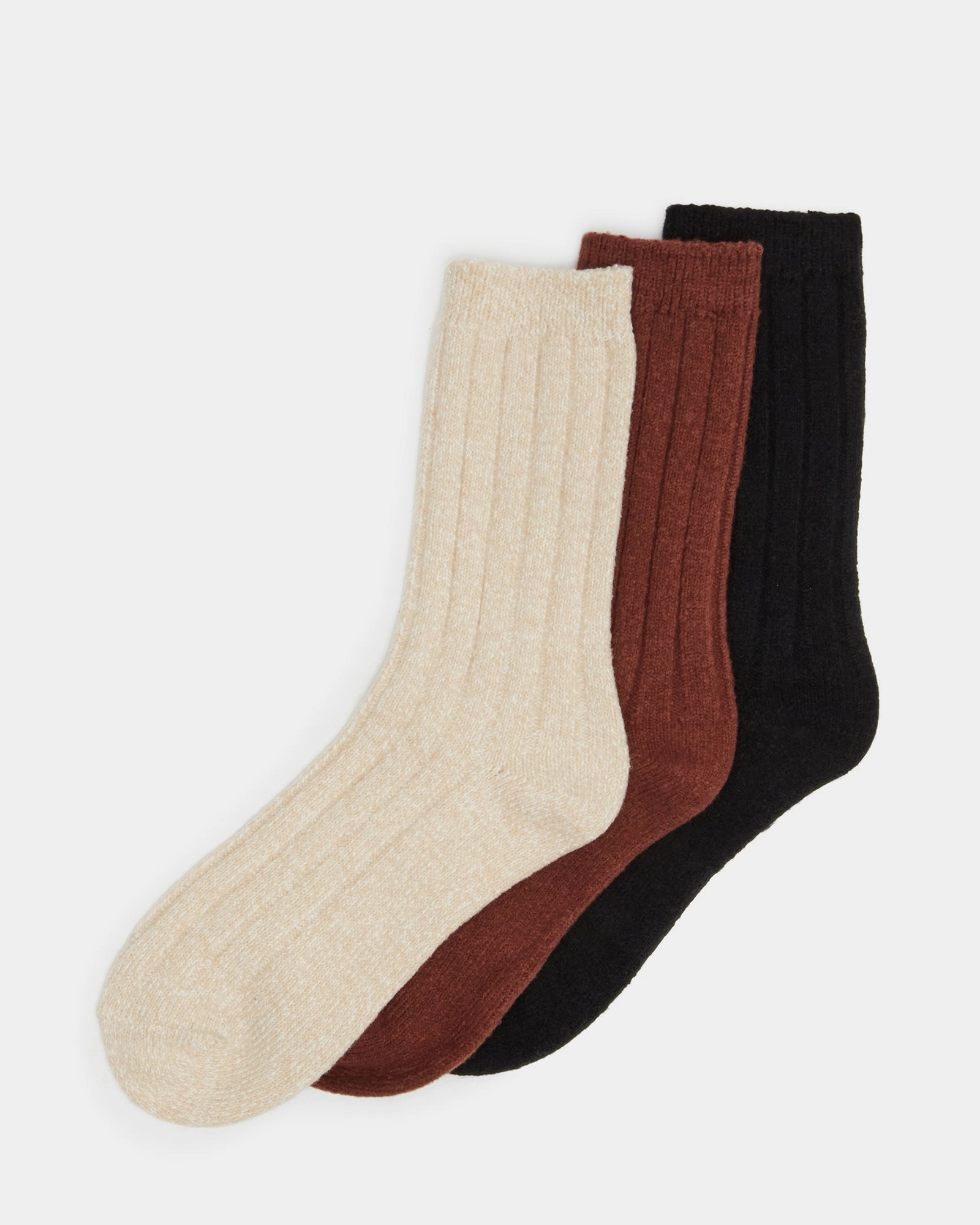 3 PACK BOOT SOCKS TAN MULTI