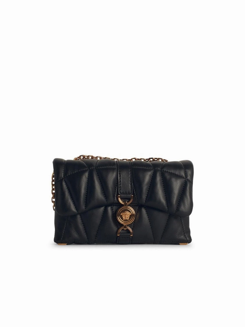 'Cleio' Small Black Leather Crossbody Bag