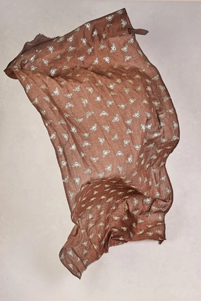 Bee Foil Wool Scarf - Chocolate & Gold
