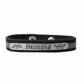 Breathe Silver Plate Leather Bracelet