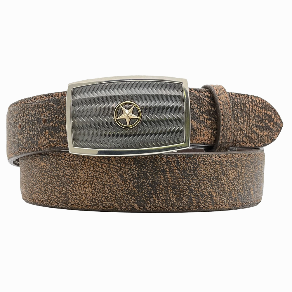 Chacon Basketweave w/ 14K Gold Star One Piece Buckle 1.5