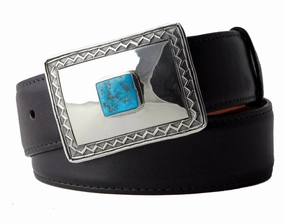 Chacon Silver w/ Turquoise One Piece Buckle 1.5