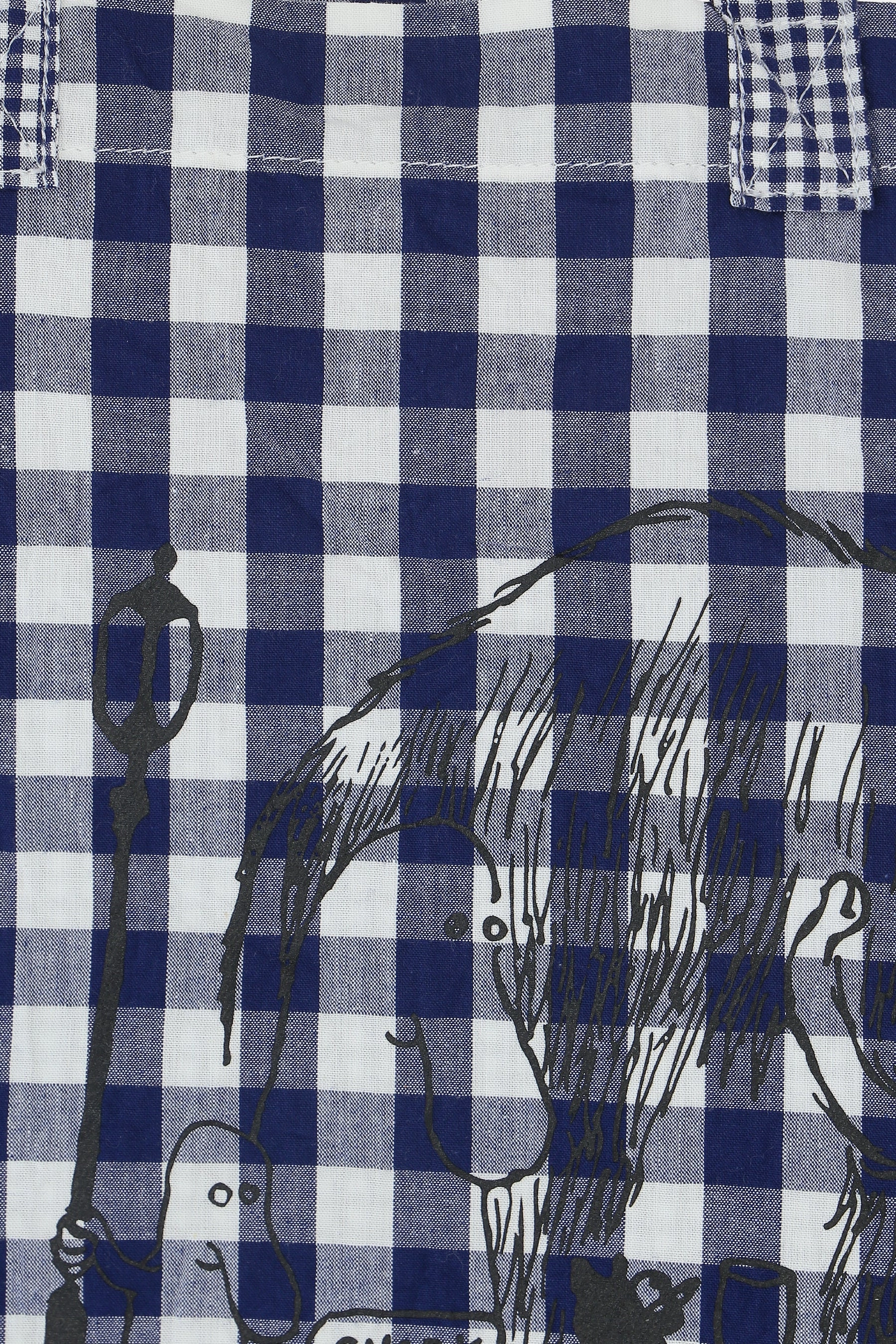 check cotton tote bag with graphic print