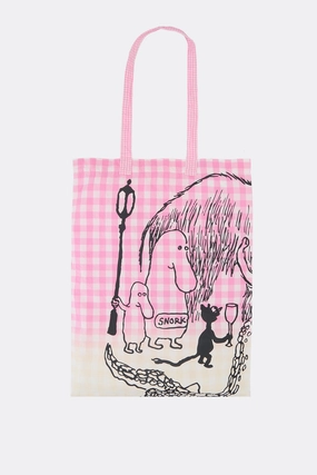 check cotton tote bag with graphic print