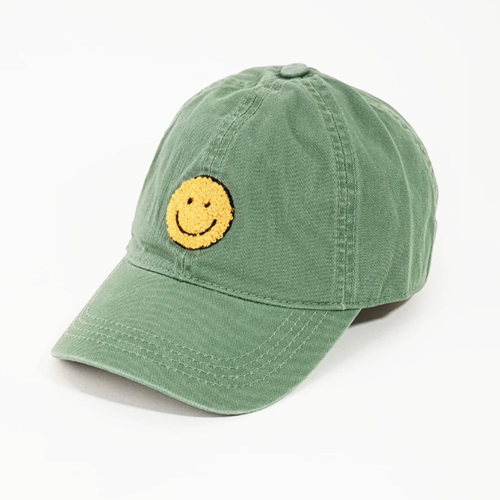 Chenille Patch Smiley Face Cap