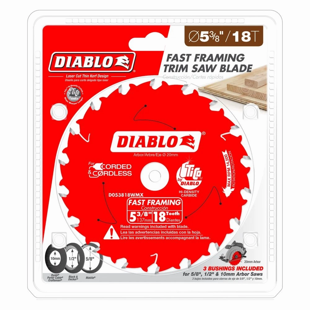 Diablo D053818WMX - 5-3/8 in. x 18 Tooth Fast Framing Saw Blade