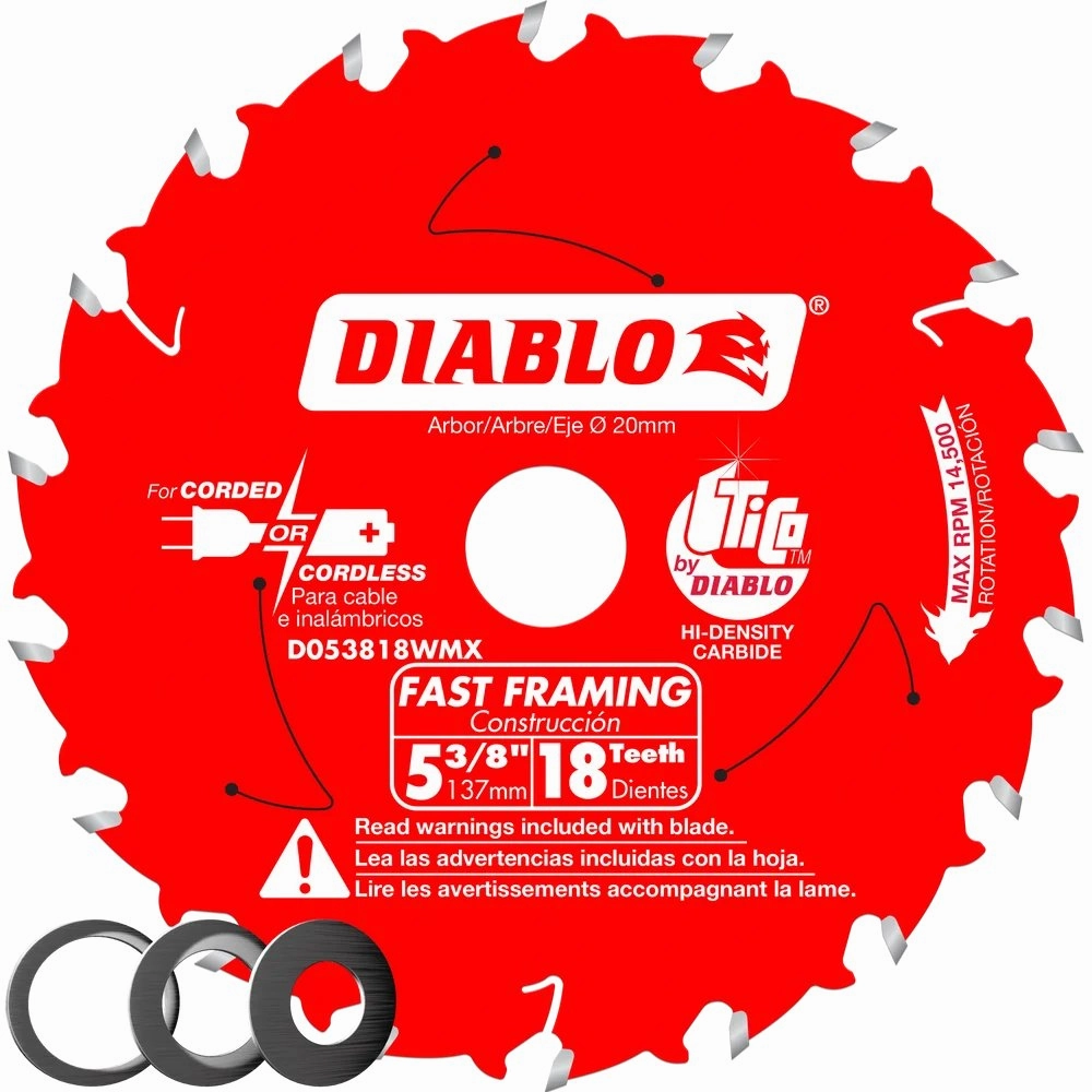 Diablo D053818WMX - 5-3/8 in. x 18 Tooth Fast Framing Saw Blade