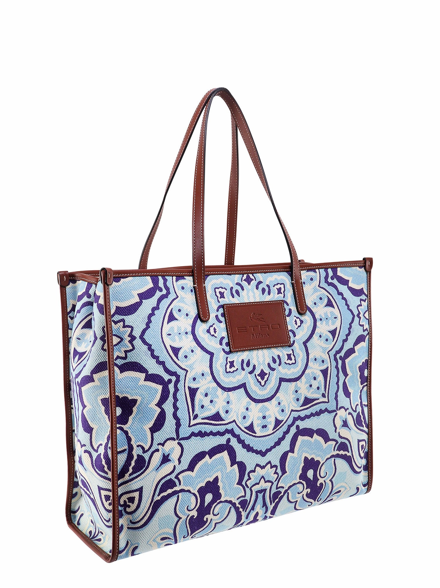 Etro Allover Graphic Print Logo Patch Tote Bag
