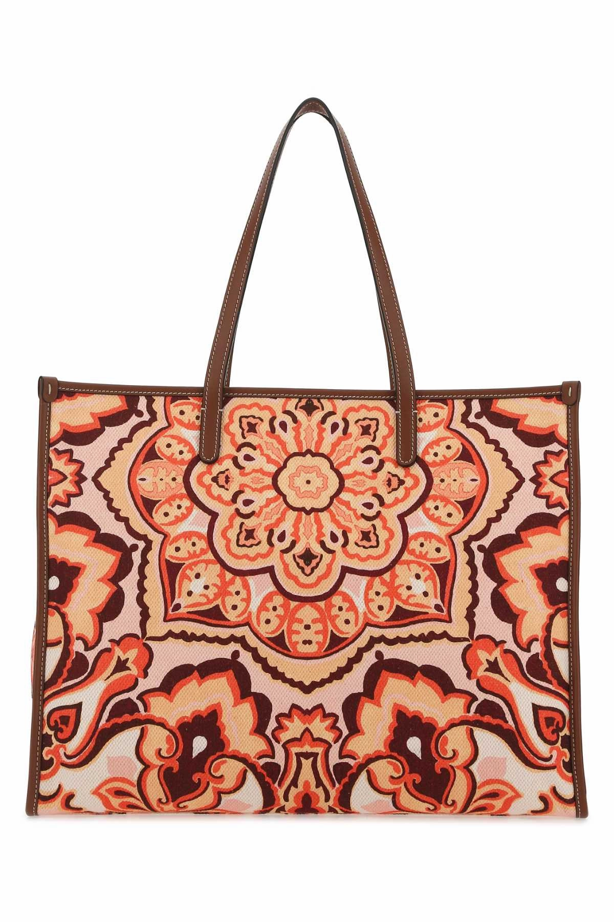 Etro Allover Graphic Print Logo Patch Tote Bag
