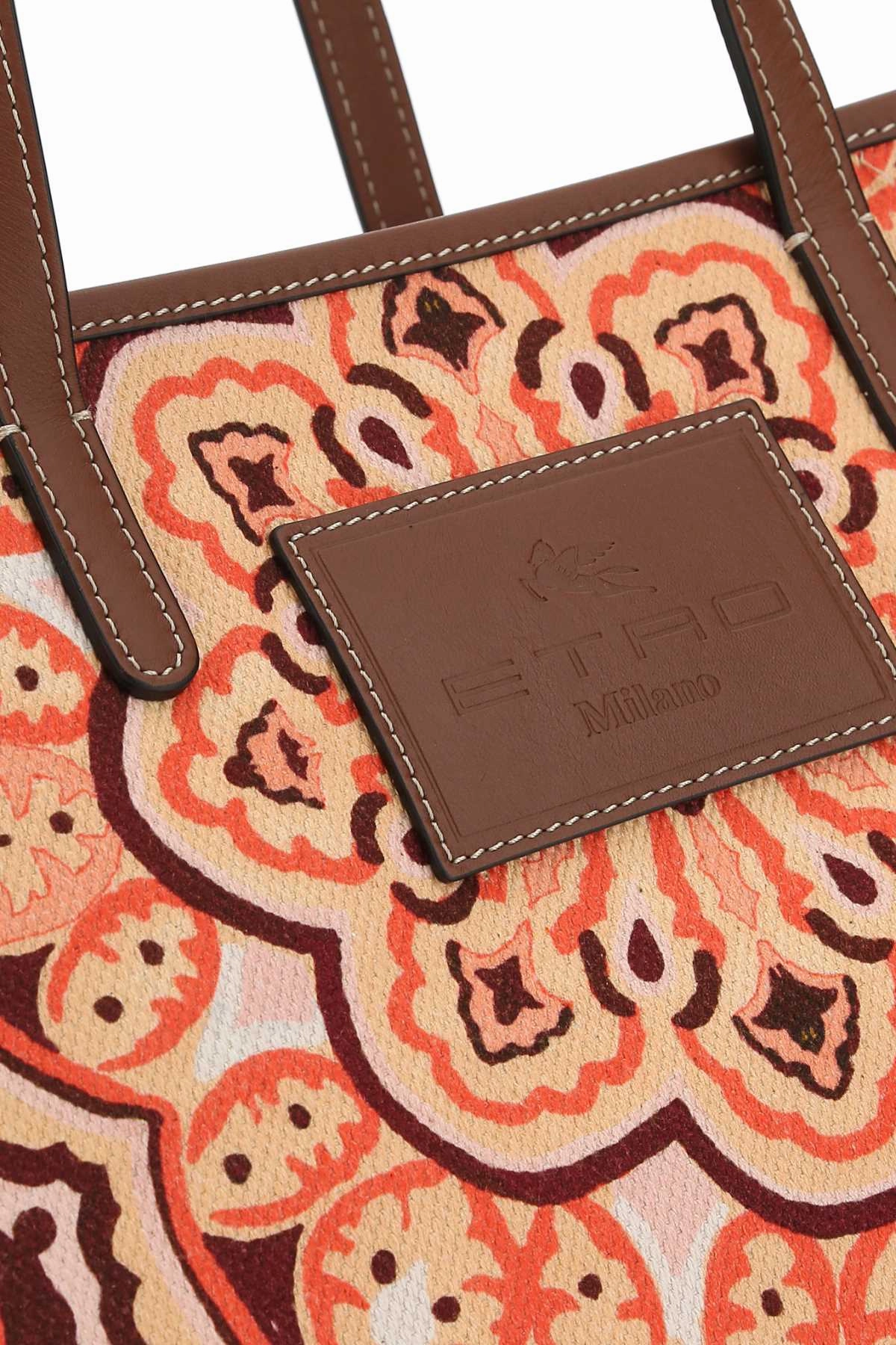 Etro Allover Graphic Print Logo Patch Tote Bag