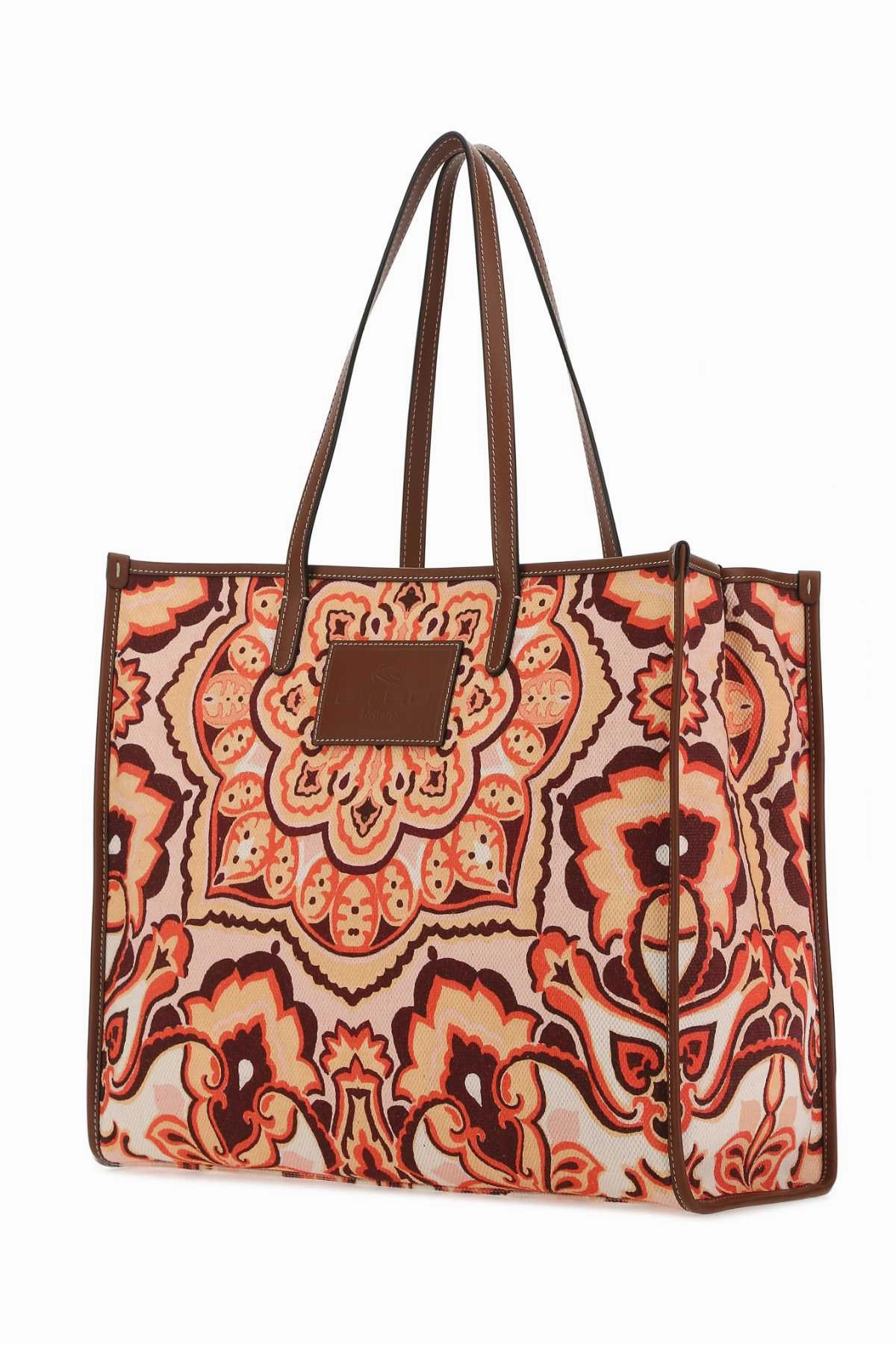 Etro Allover Graphic Print Logo Patch Tote Bag