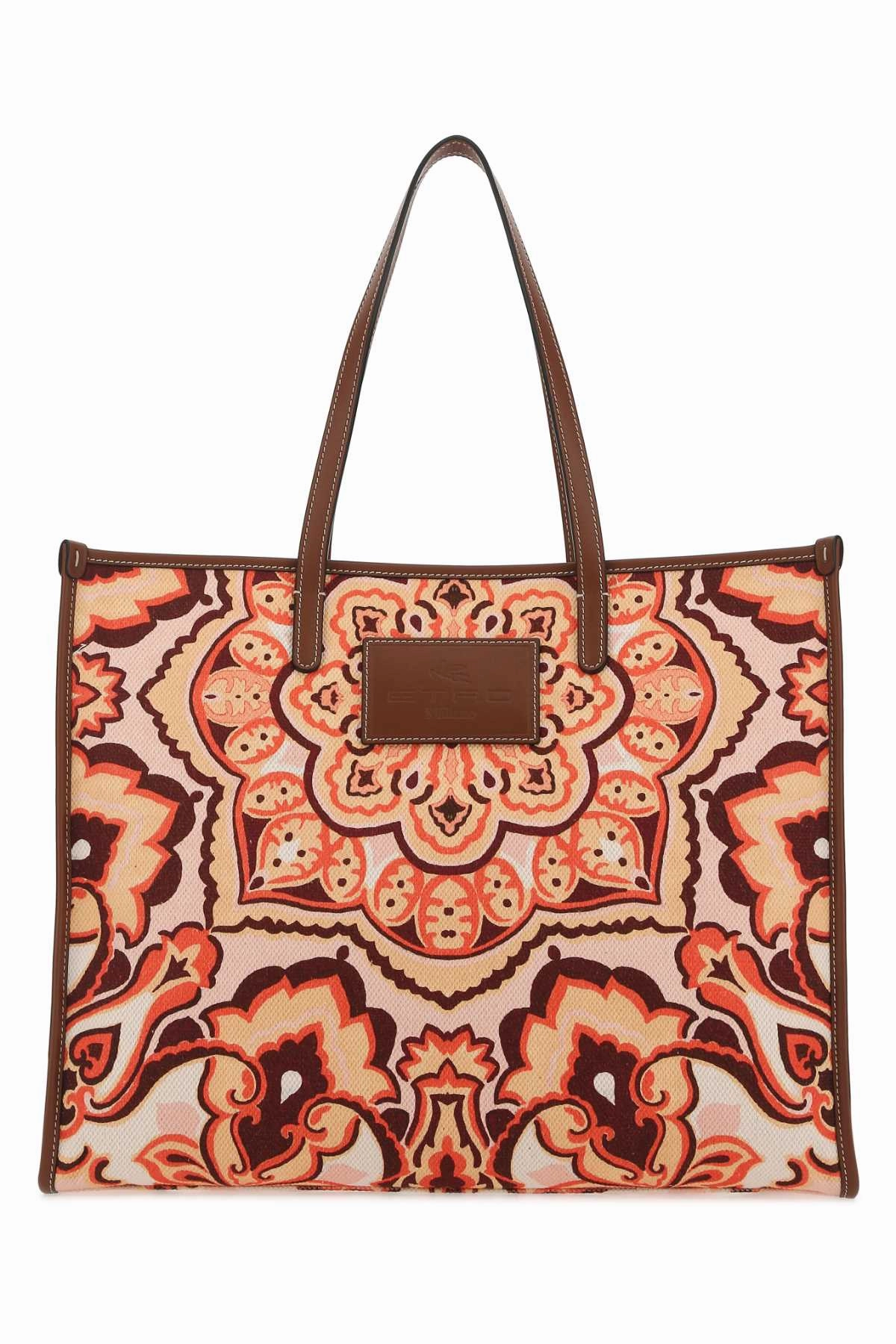 Etro Allover Graphic Print Logo Patch Tote Bag