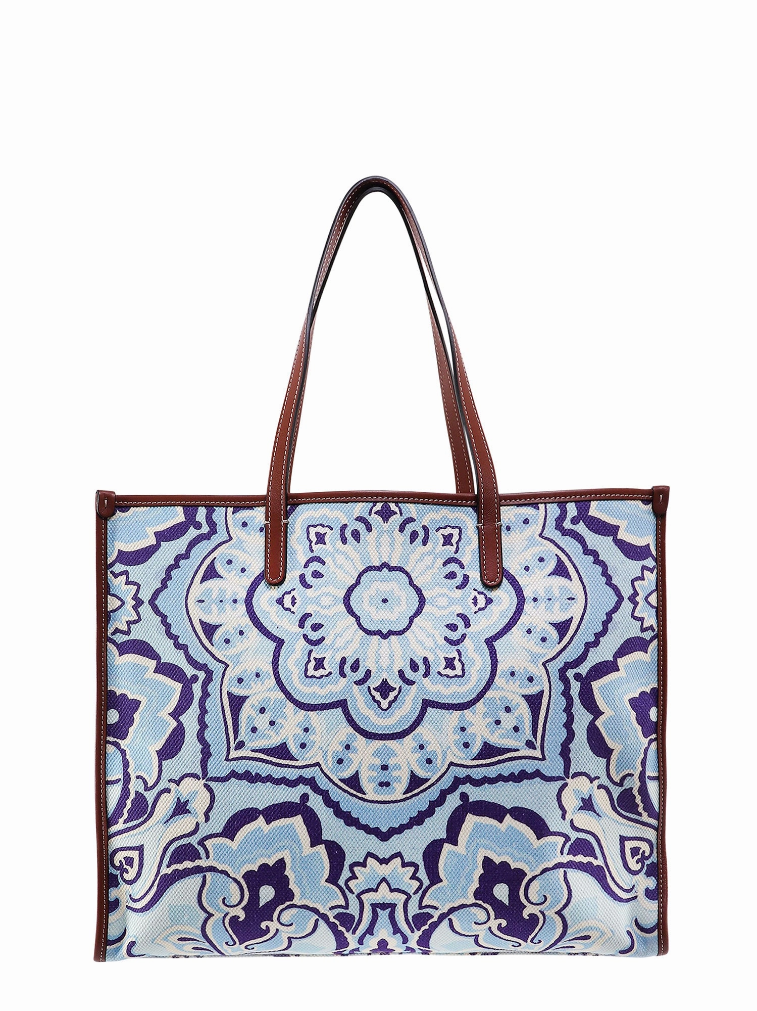 Etro Allover Graphic Print Logo Patch Tote Bag