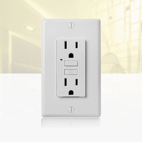 Faith GLS-15A-WH 15A GFCI Receptacle with Wall Plate Outlet, Slim White