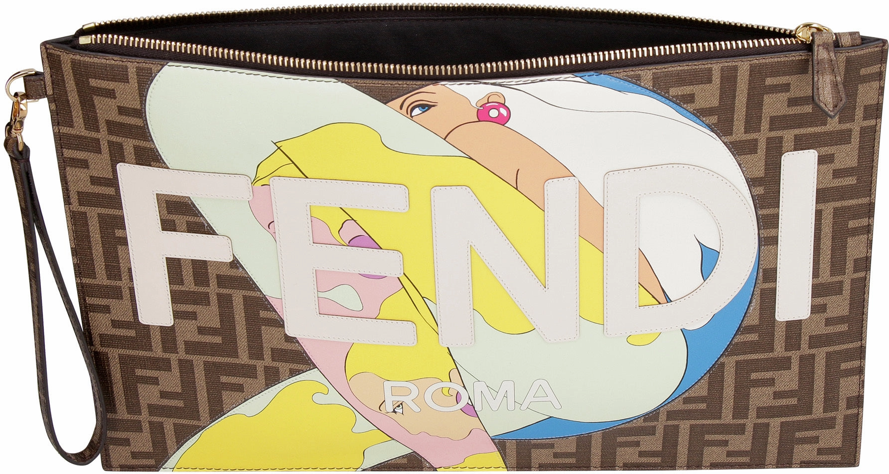 Fendi Graphic Print Zipped Clutch Bag