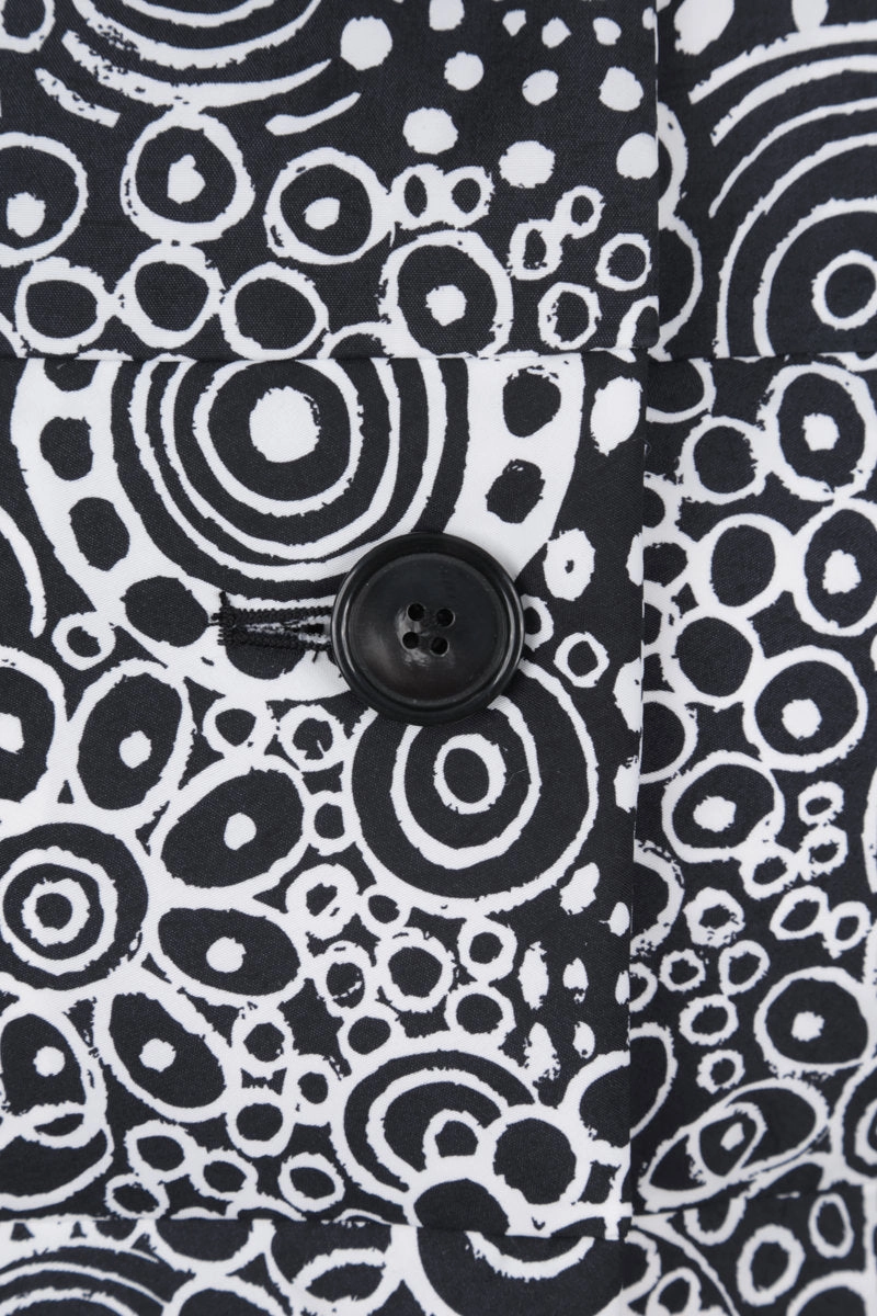 graphic print nylon double-breasted down jacket