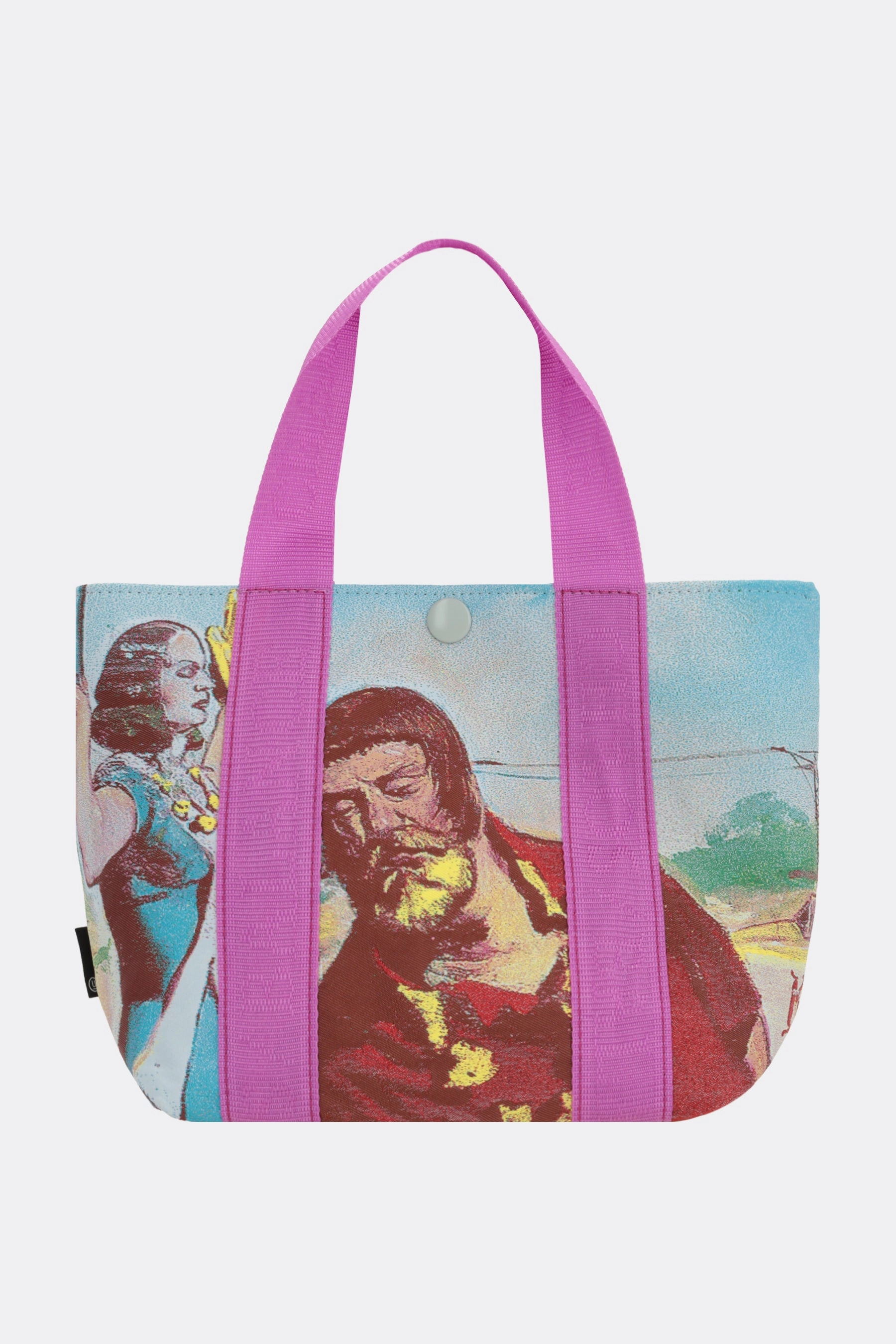 graphic printed nylon tote bag