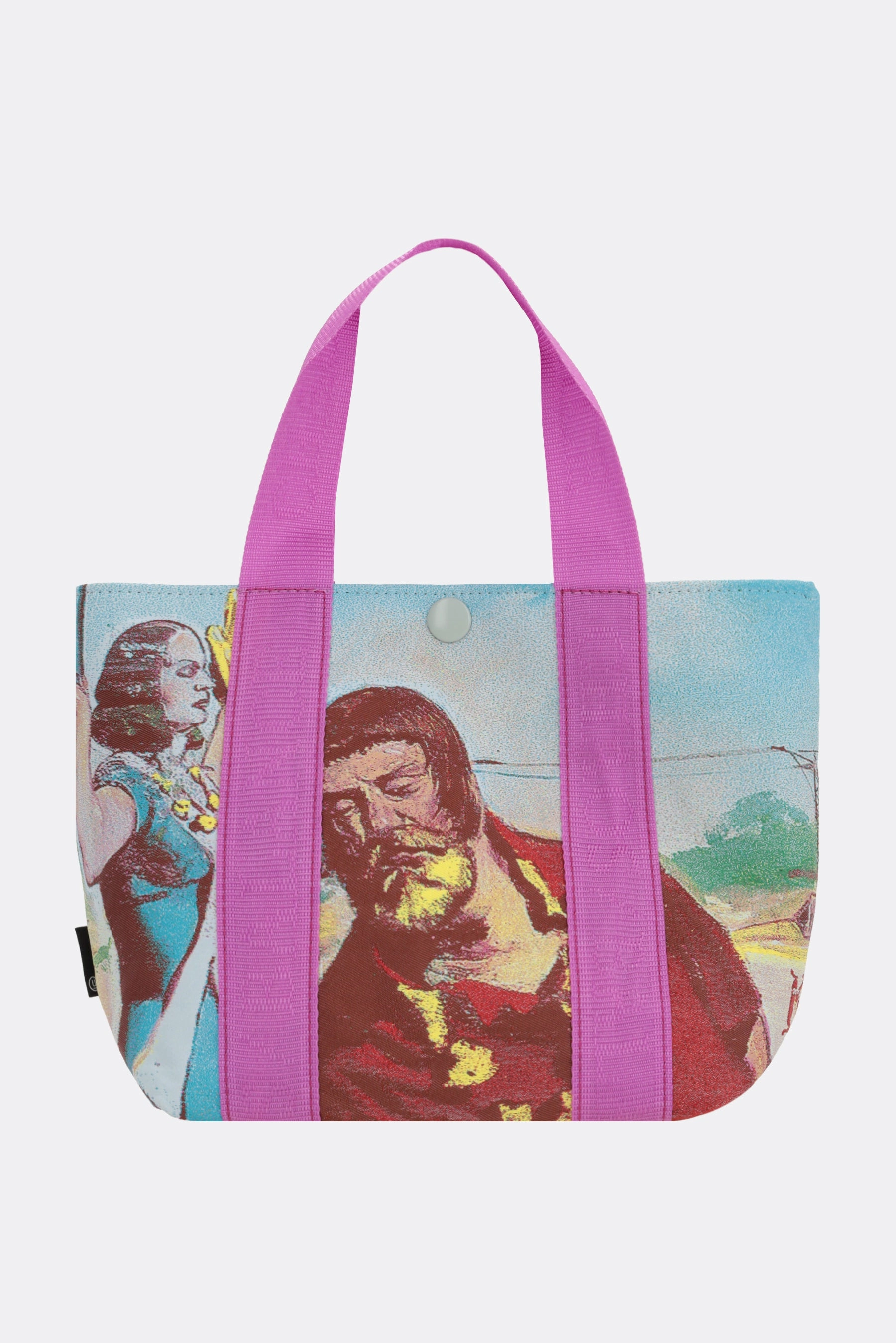 graphic printed nylon tote bag