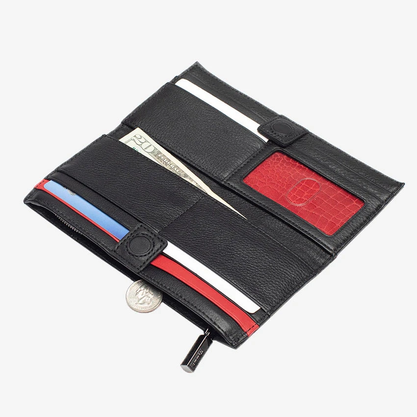 Hammitt 110 North Leather Wallet Black/Gunmetal