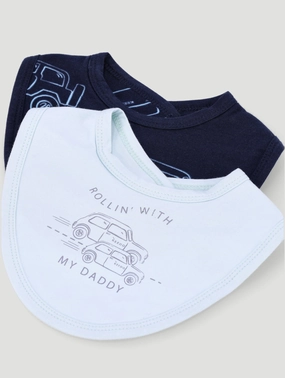 Keedo Baby Boys 2 Pack Cars Bib