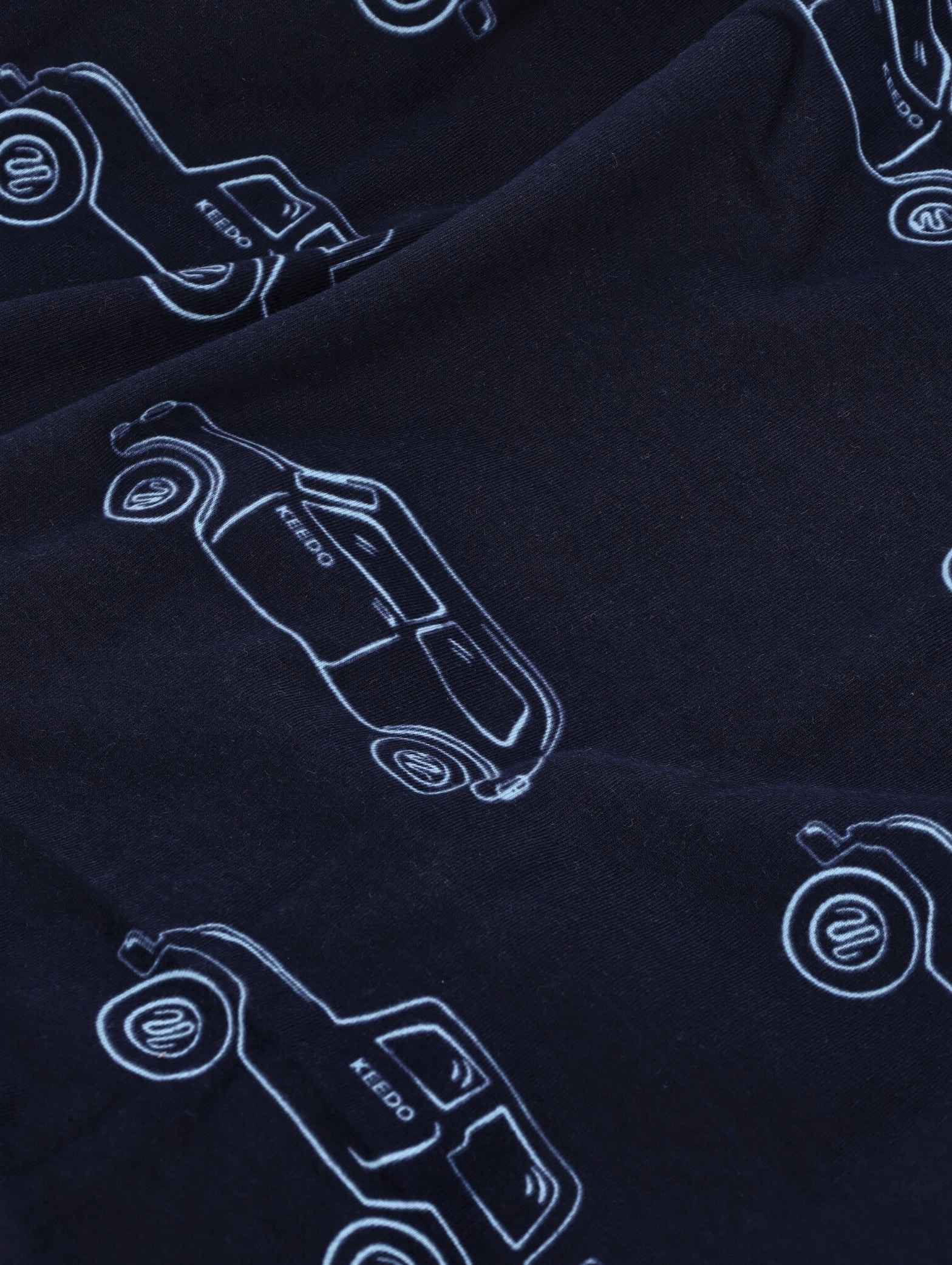 Keedo Navy Cotton Lycra Cars Printed Blanket