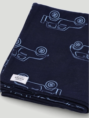 Keedo Navy Cotton Lycra Cars Printed Blanket