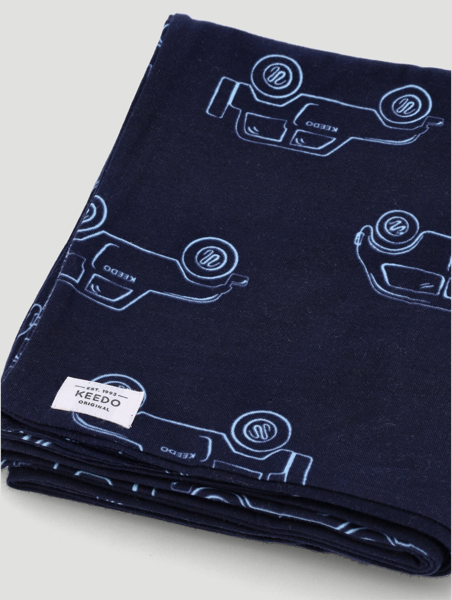 Keedo Navy Cotton Lycra Cars Printed Blanket