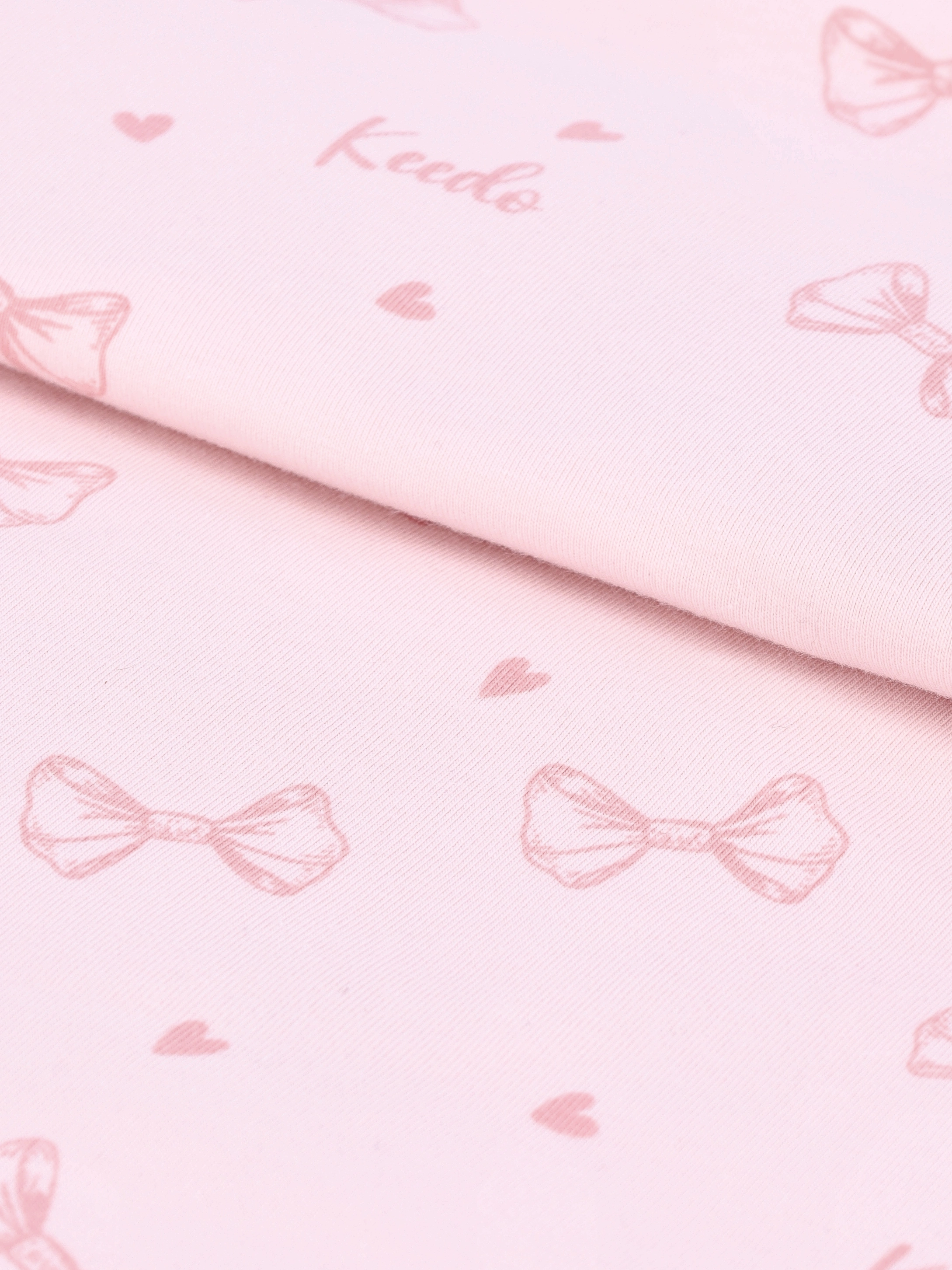 Keedo Pink Bows & Hearts Cotton Lycra Blanket