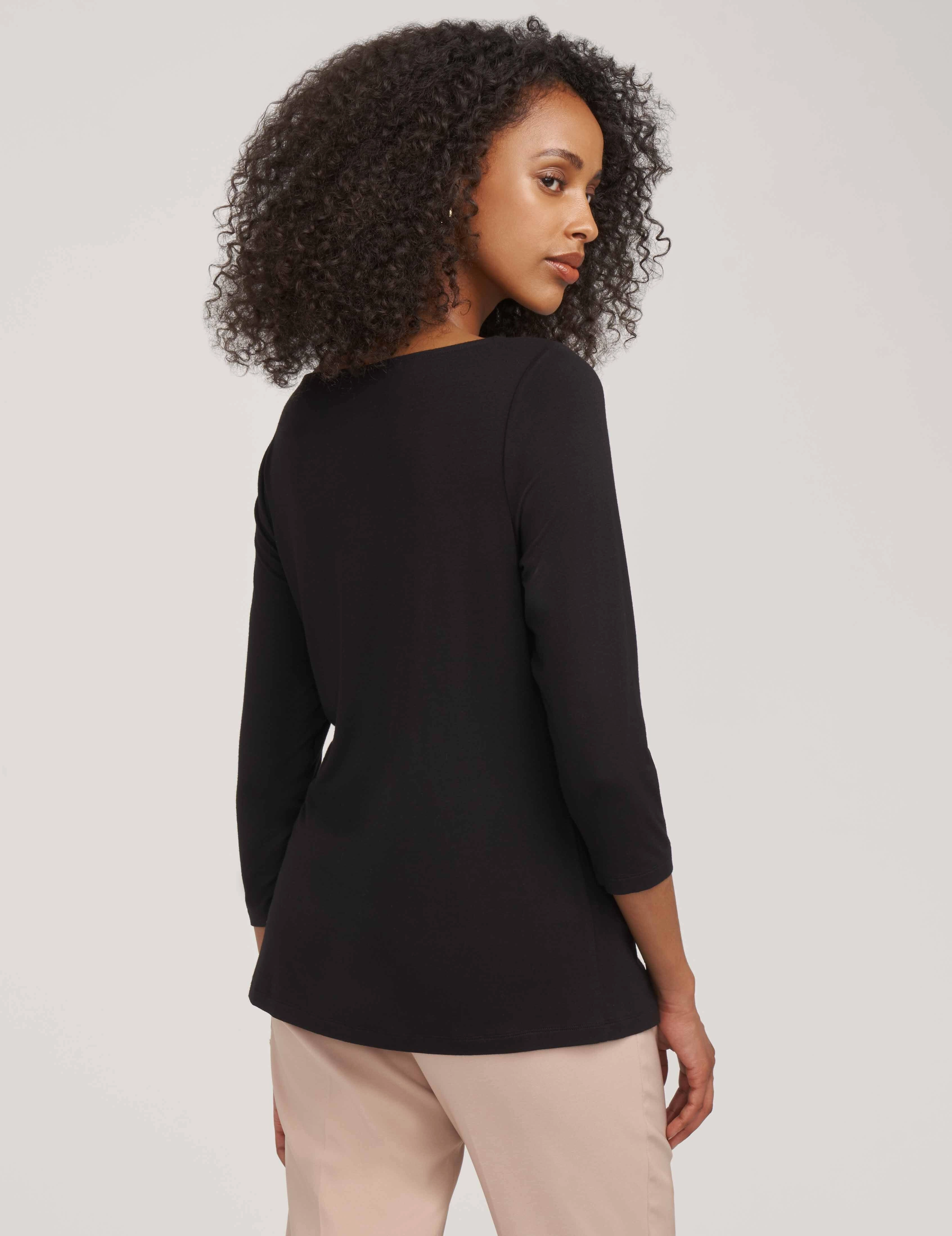 Long Sleeve Asymmetric Twist Neck Top- Sale