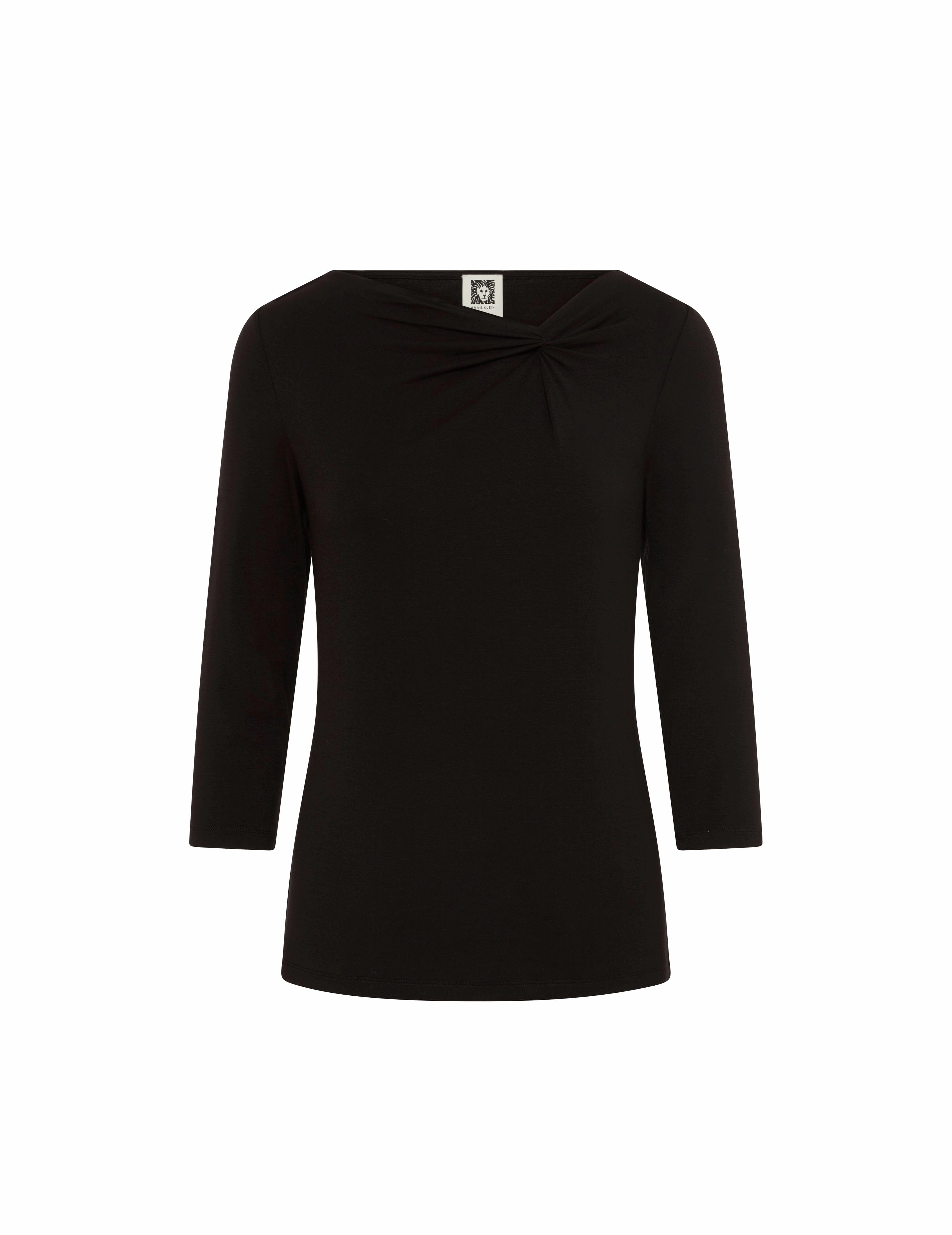 Long Sleeve Asymmetric Twist Neck Top- Sale