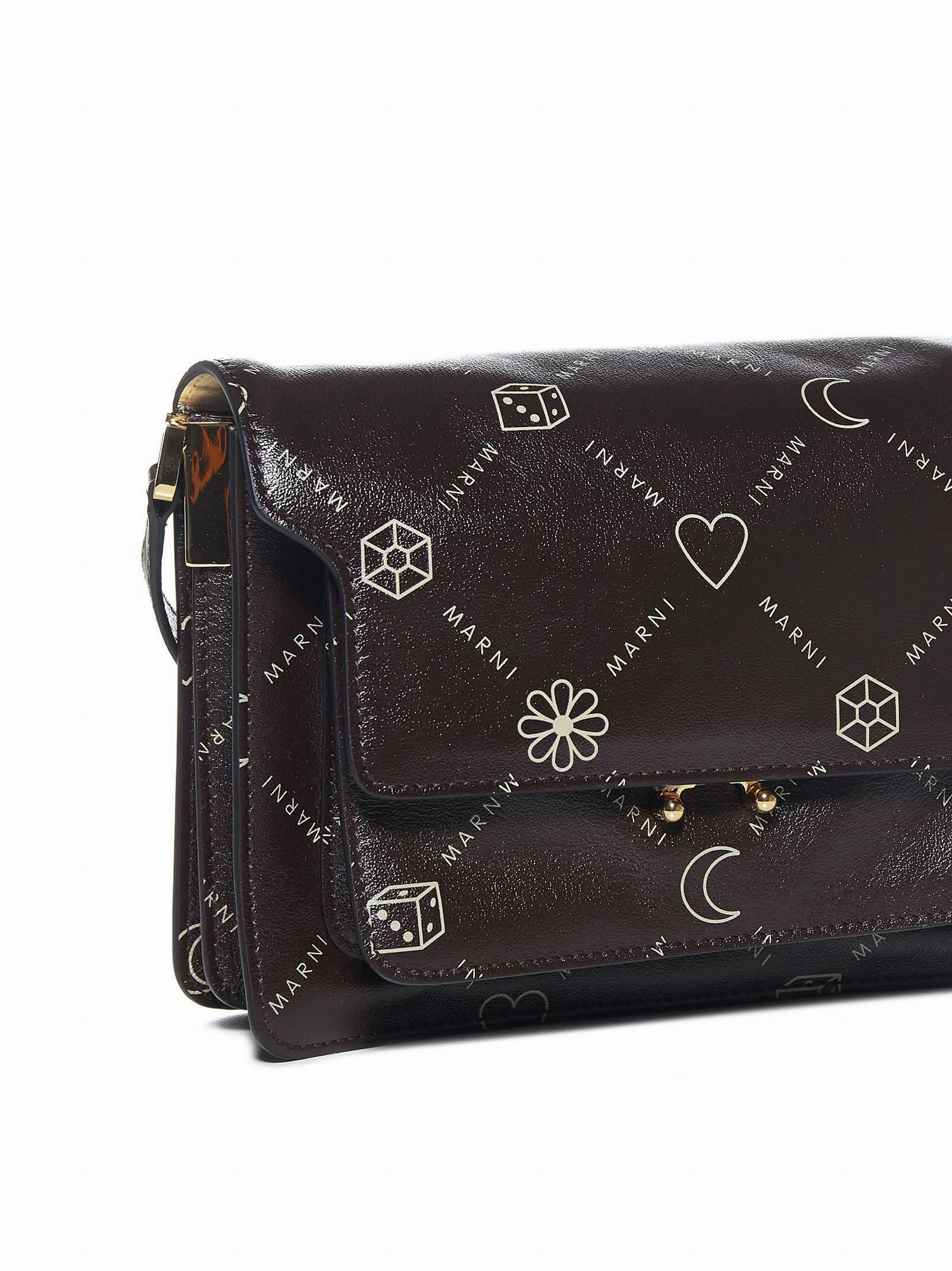 Marni Trunk Graphic-Printed Foldover Top Crossbody Bag
