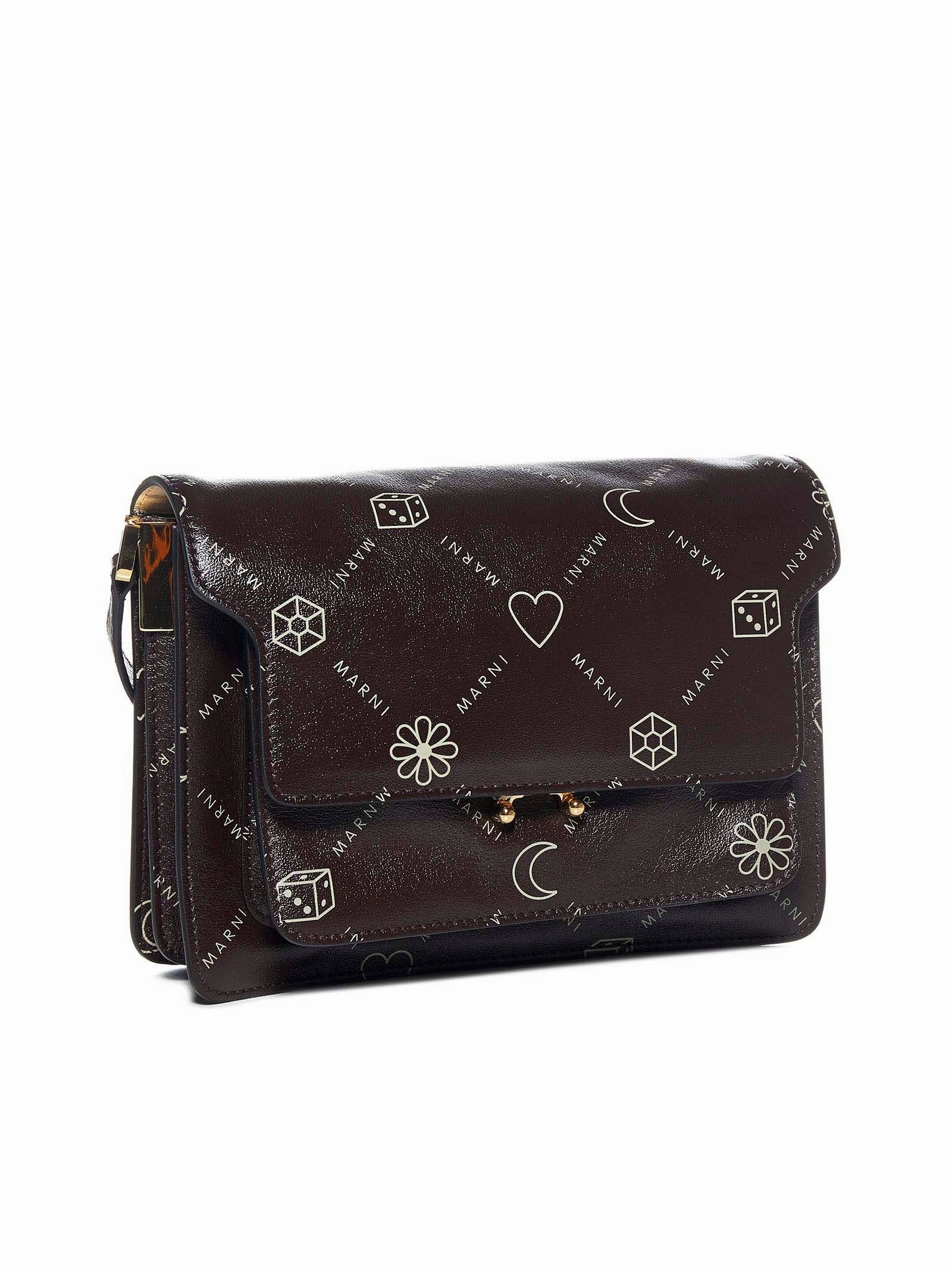 Marni Trunk Graphic-Printed Foldover Top Crossbody Bag