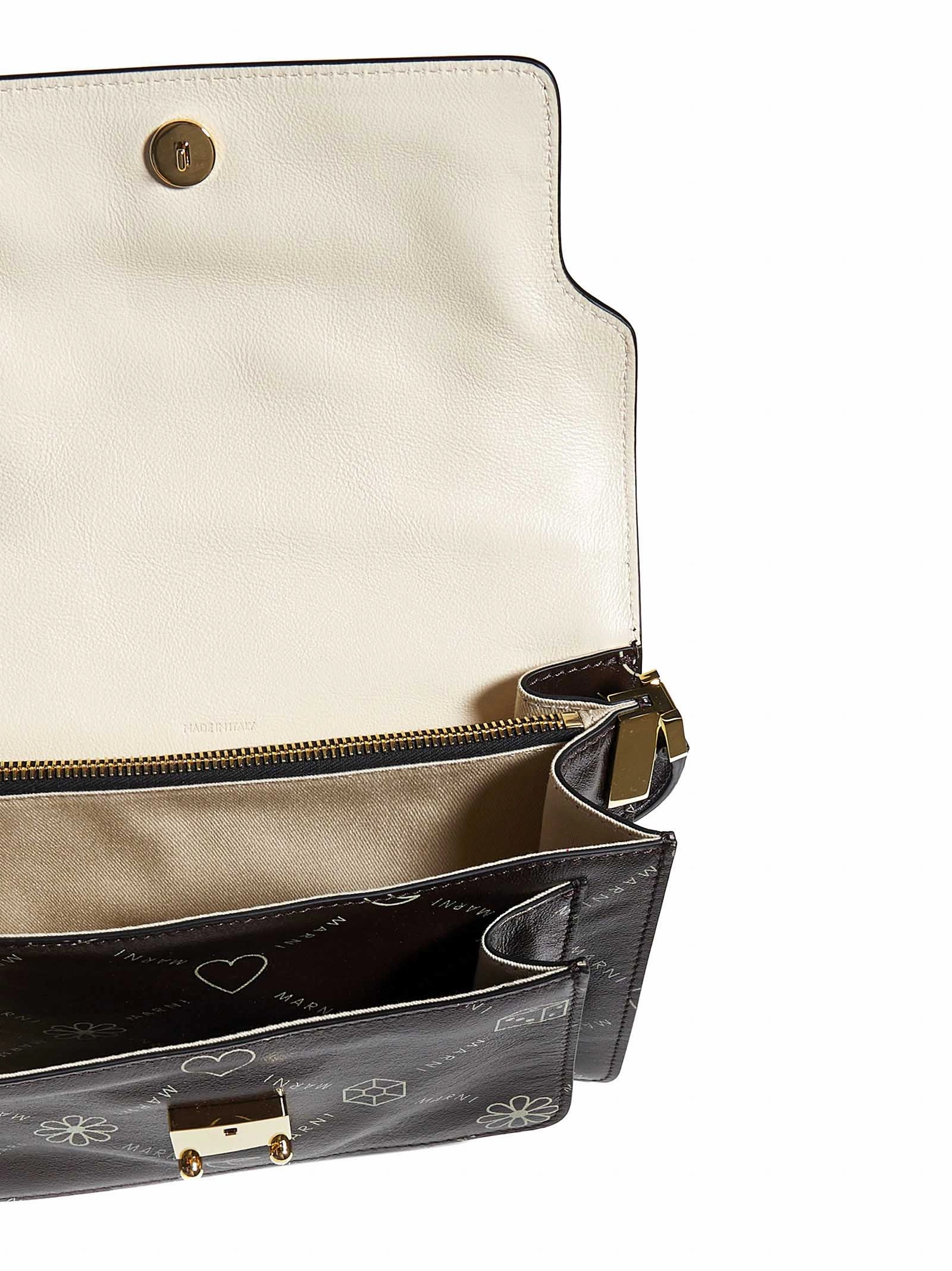 Marni Trunk Graphic-Printed Foldover Top Crossbody Bag