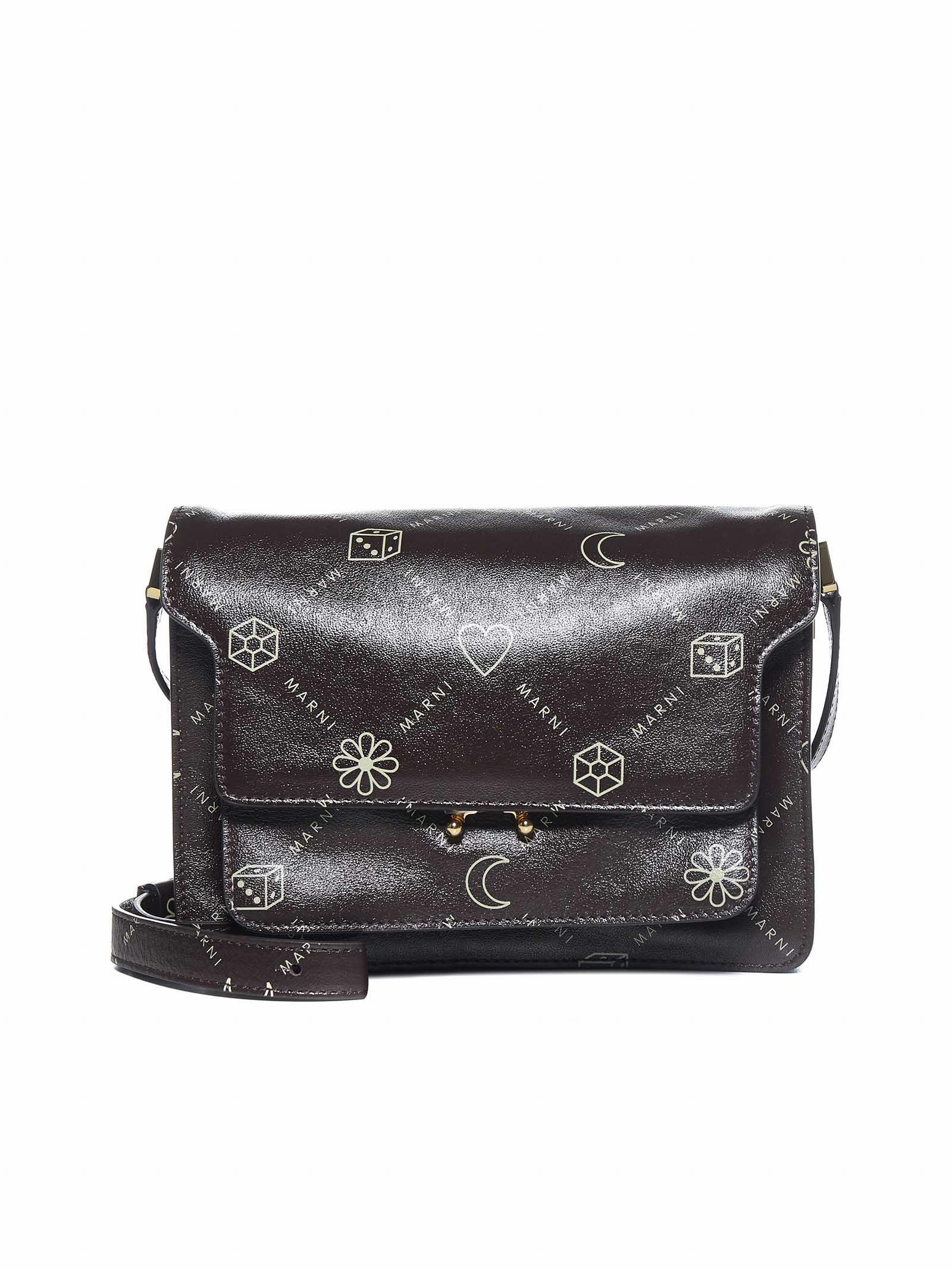 Marni Trunk Graphic-Printed Foldover Top Crossbody Bag