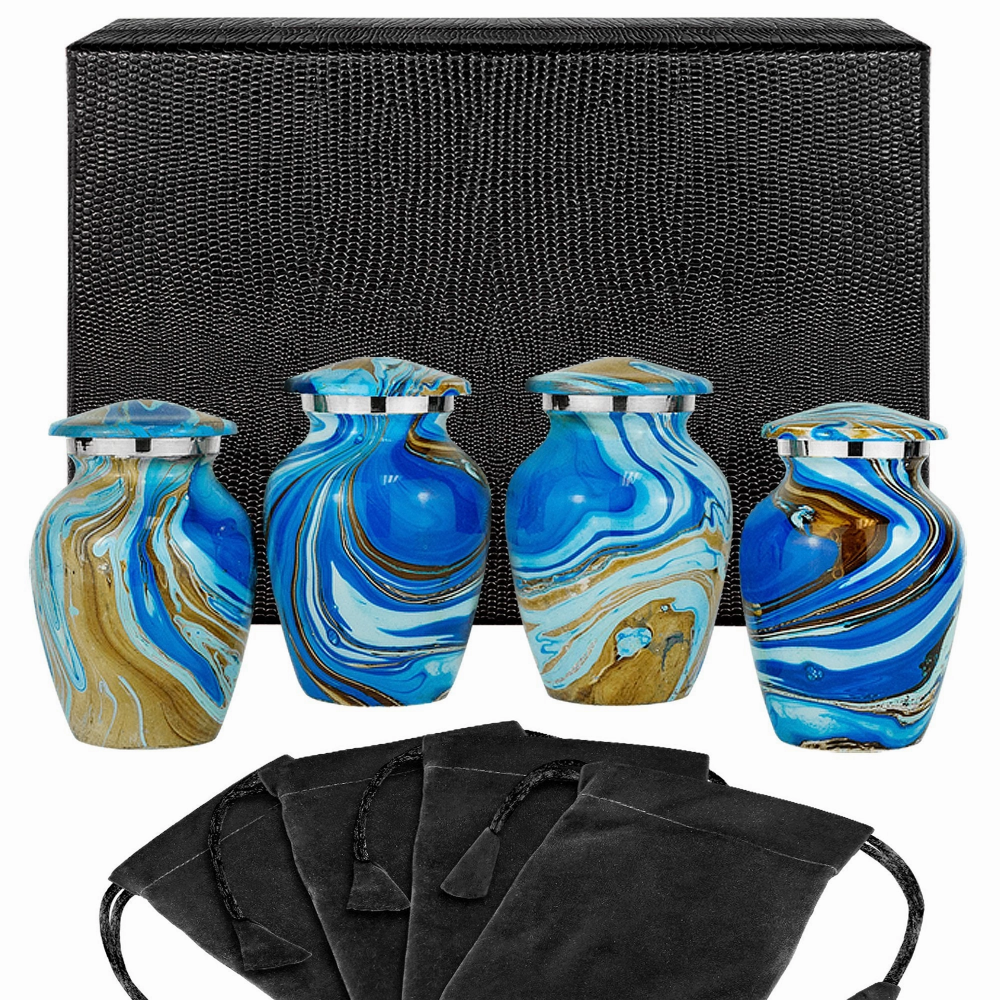 Ocean Tides Keepsake Urn for Human Ashes - Set of 4