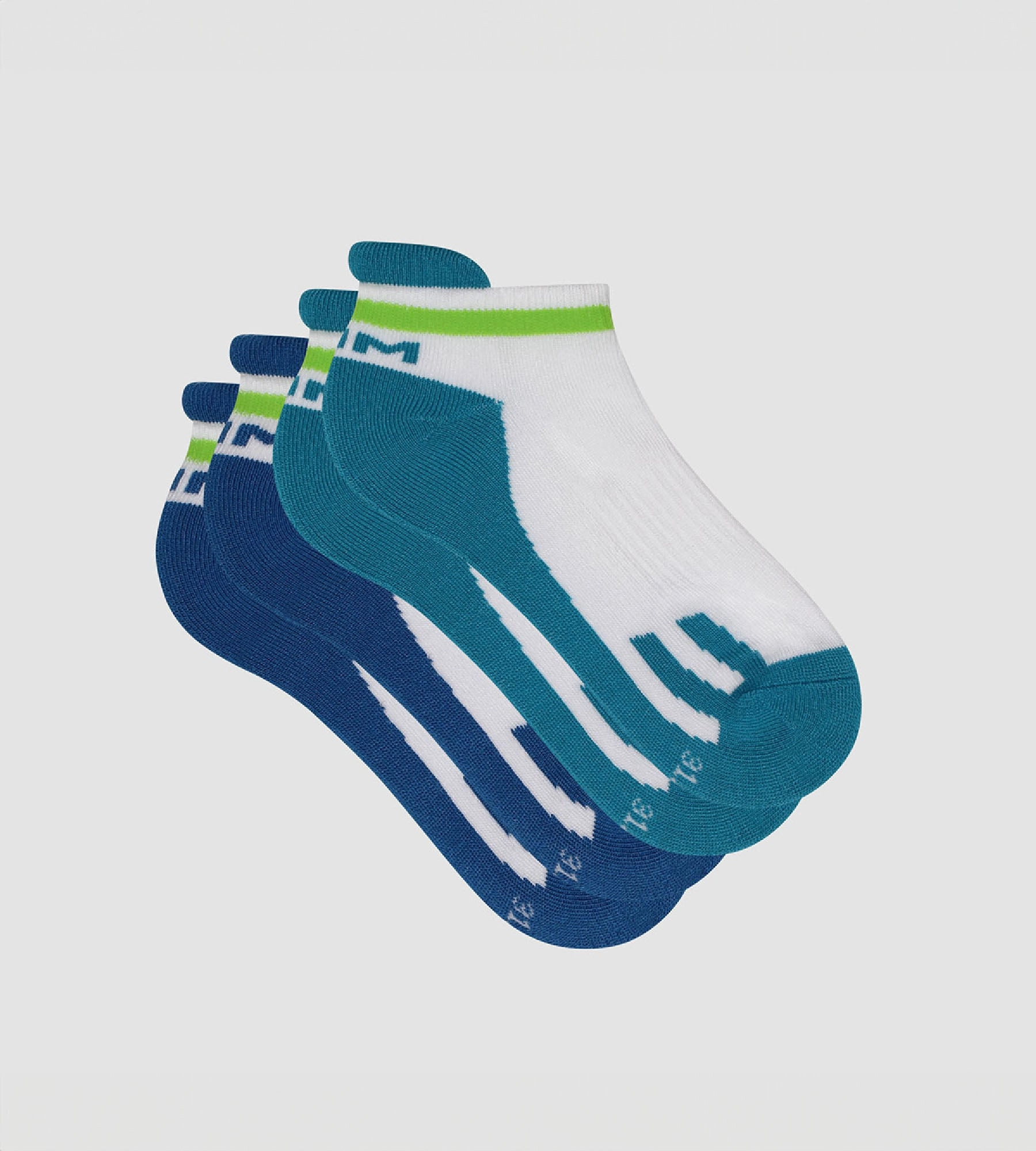 Pack of  2 pairs of retro children's socks Blue Green Dim Sport