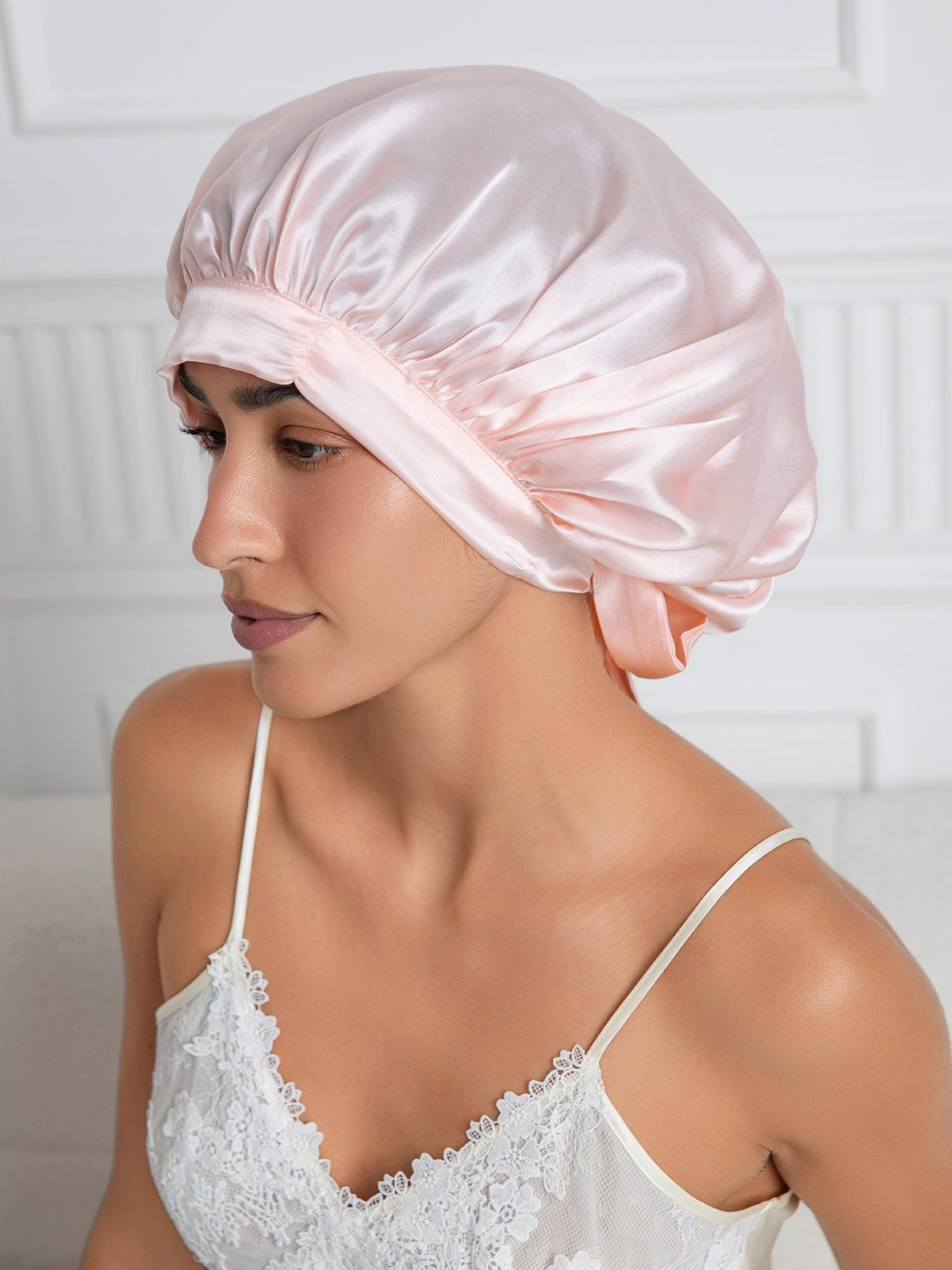 Pure silk Elegant Sleep Cap with Long Ribbons