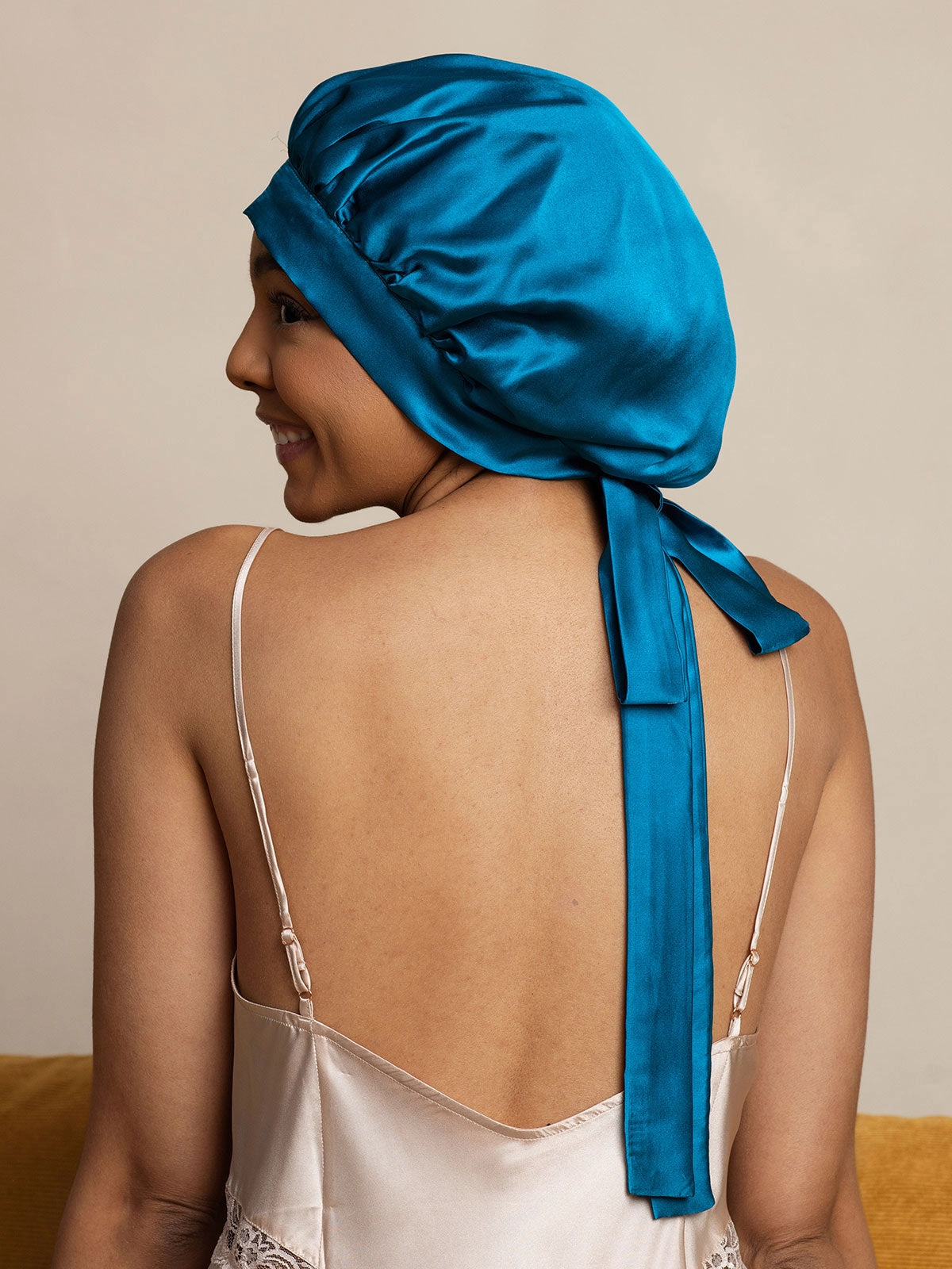 Pure silk Elegant Sleep Cap with Long Ribbons