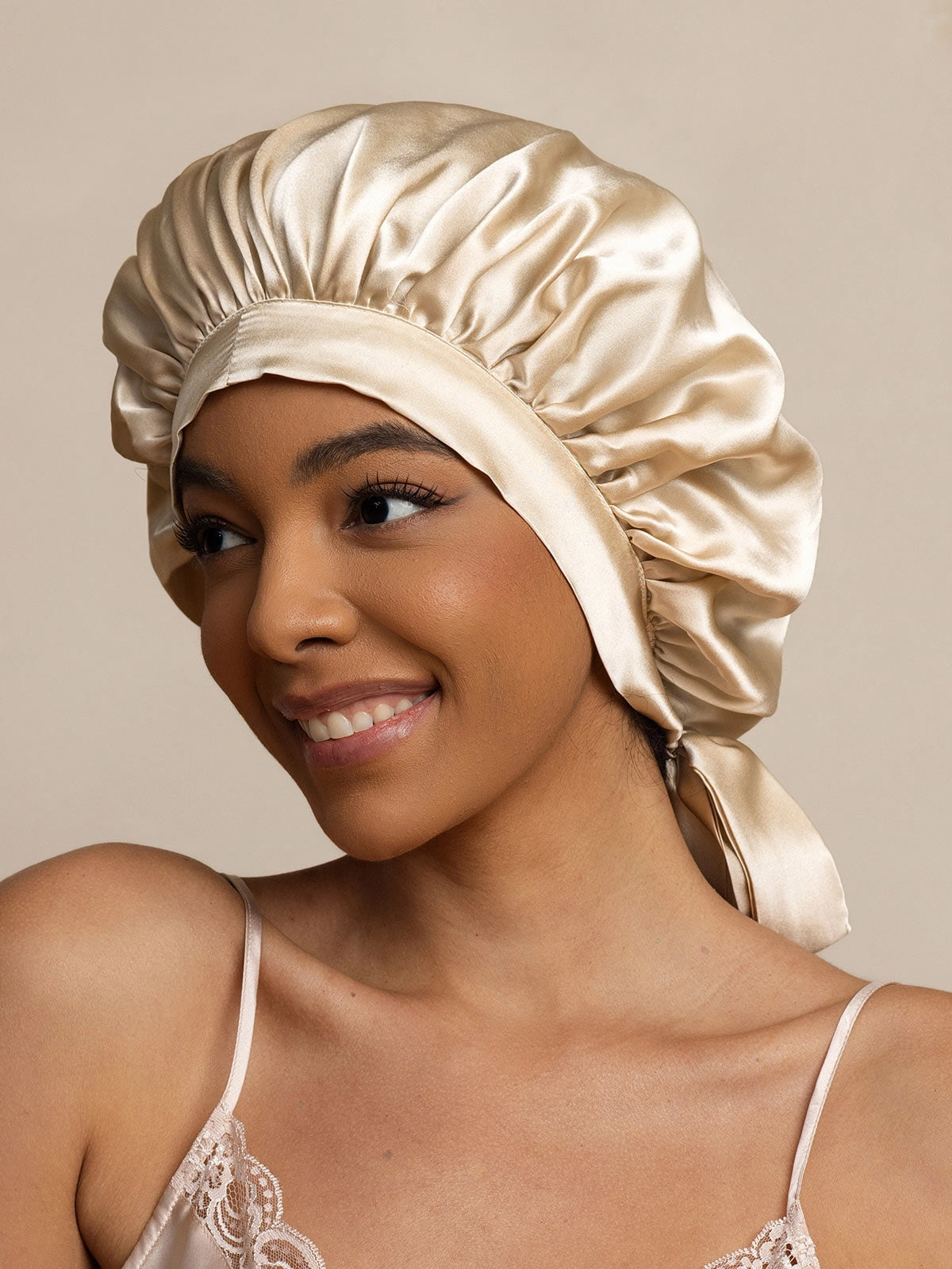 Pure silk Elegant Sleep Cap with Long Ribbons