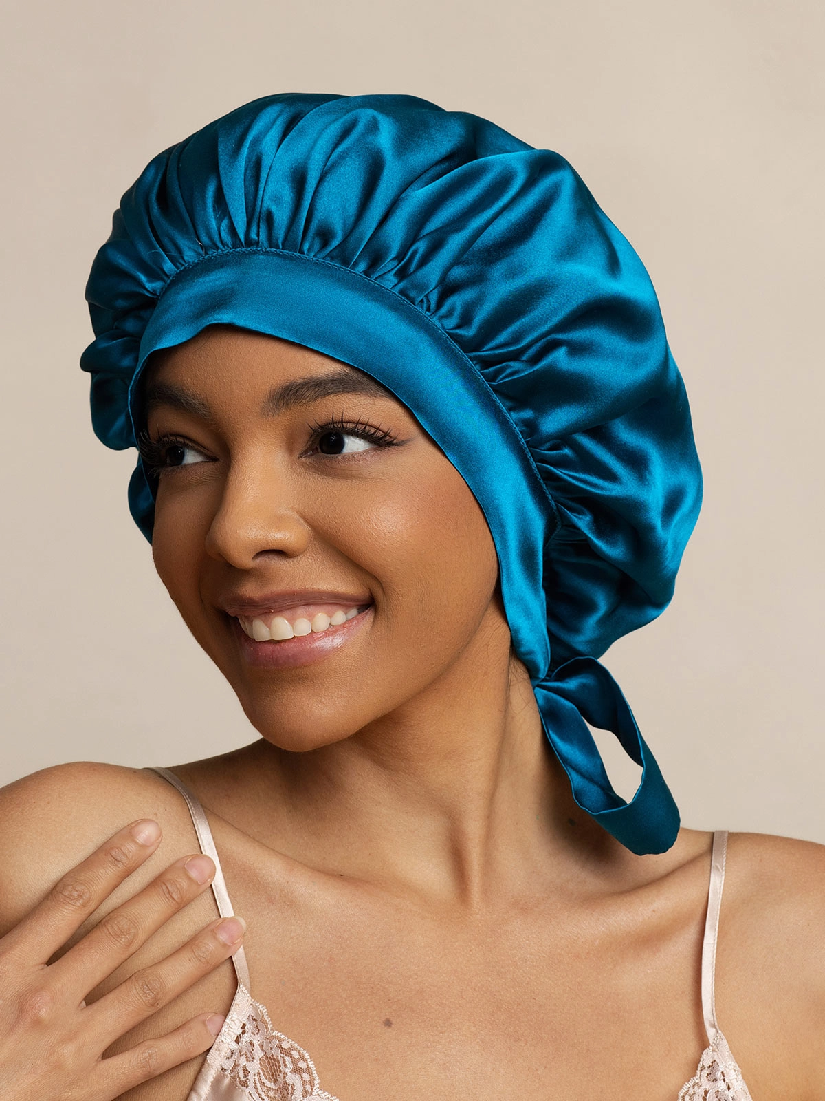 Pure silk Elegant Sleep Cap with Long Ribbons