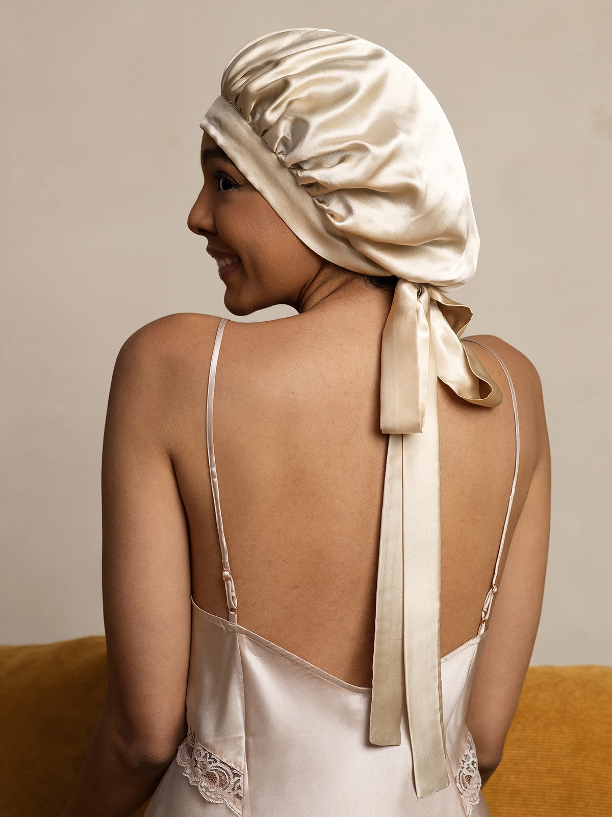 Pure silk Elegant Sleep Cap with Long Ribbons