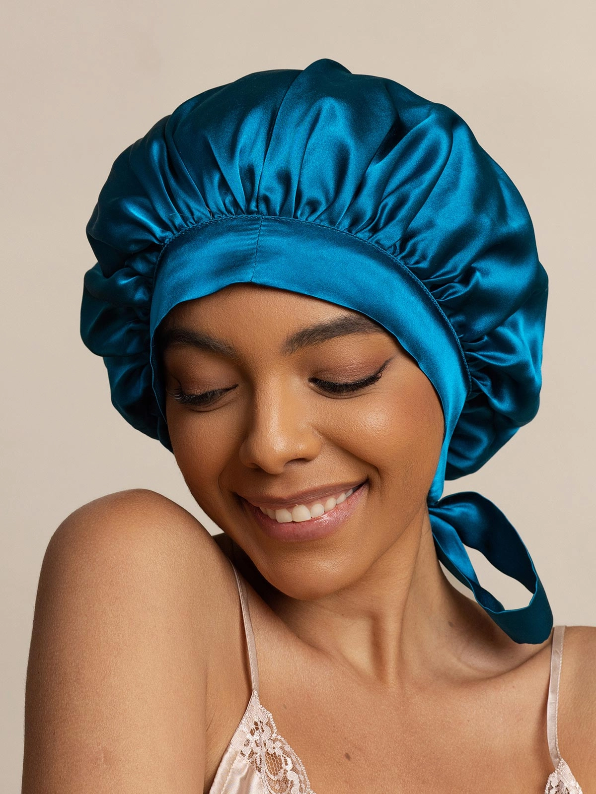 Pure silk Elegant Sleep Cap with Long Ribbons