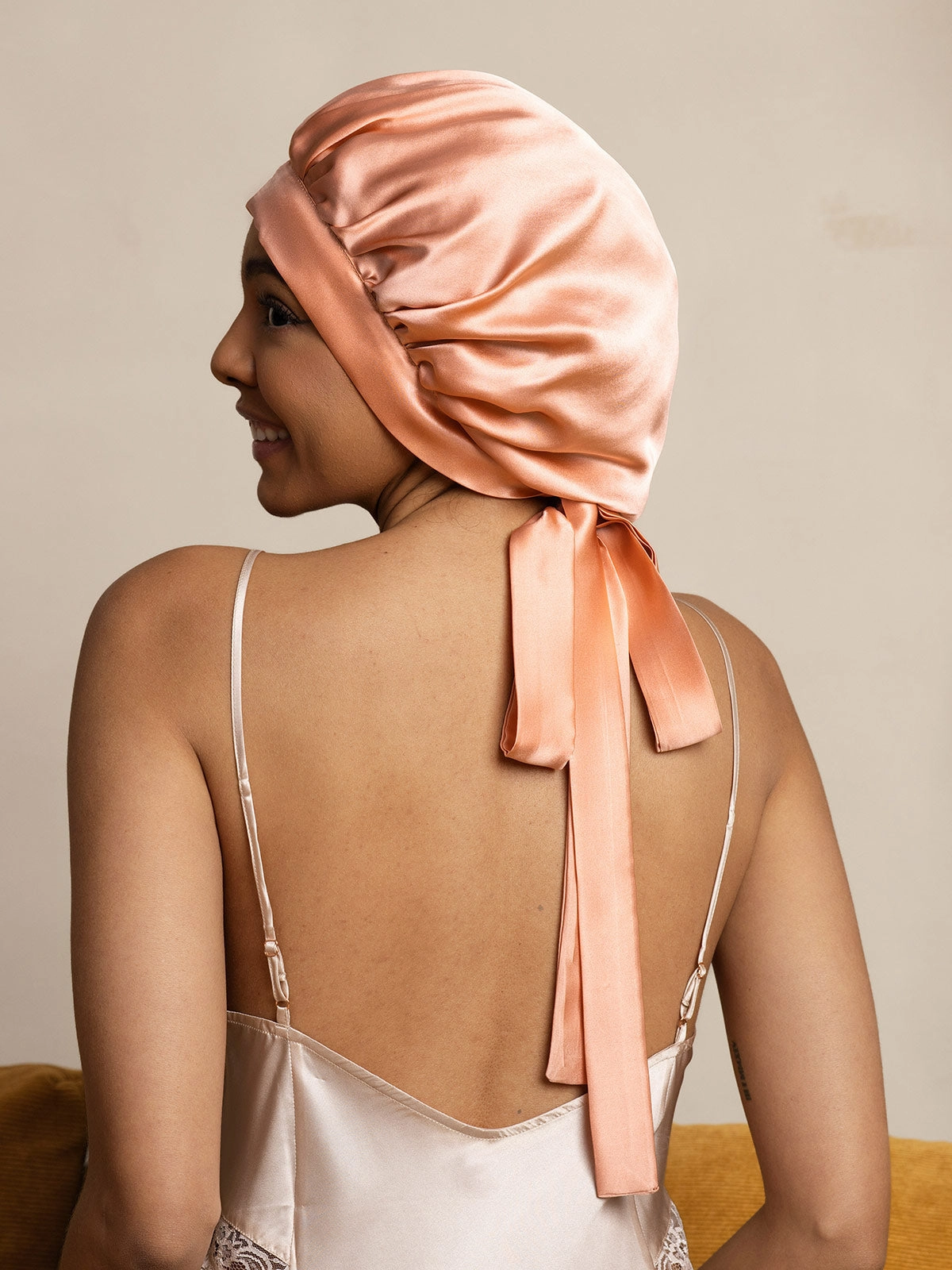 Pure silk Elegant Sleep Cap with Long Ribbons