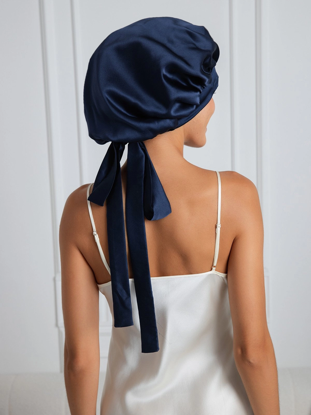Pure silk Elegant Sleep Cap with Long Ribbons