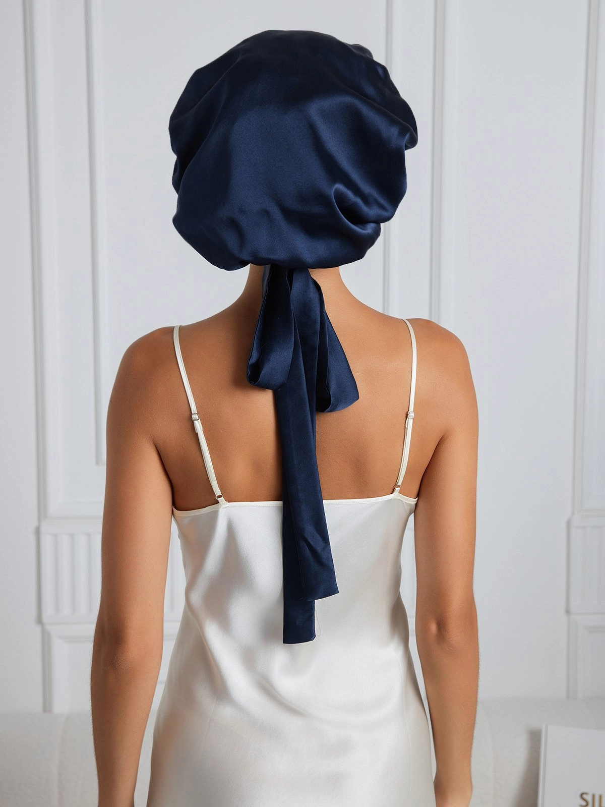 Pure silk Elegant Sleep Cap with Long Ribbons