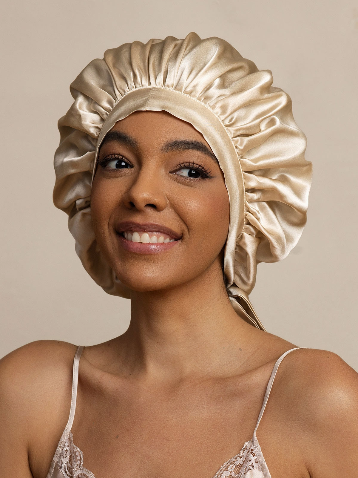 Pure silk Elegant Sleep Cap with Long Ribbons