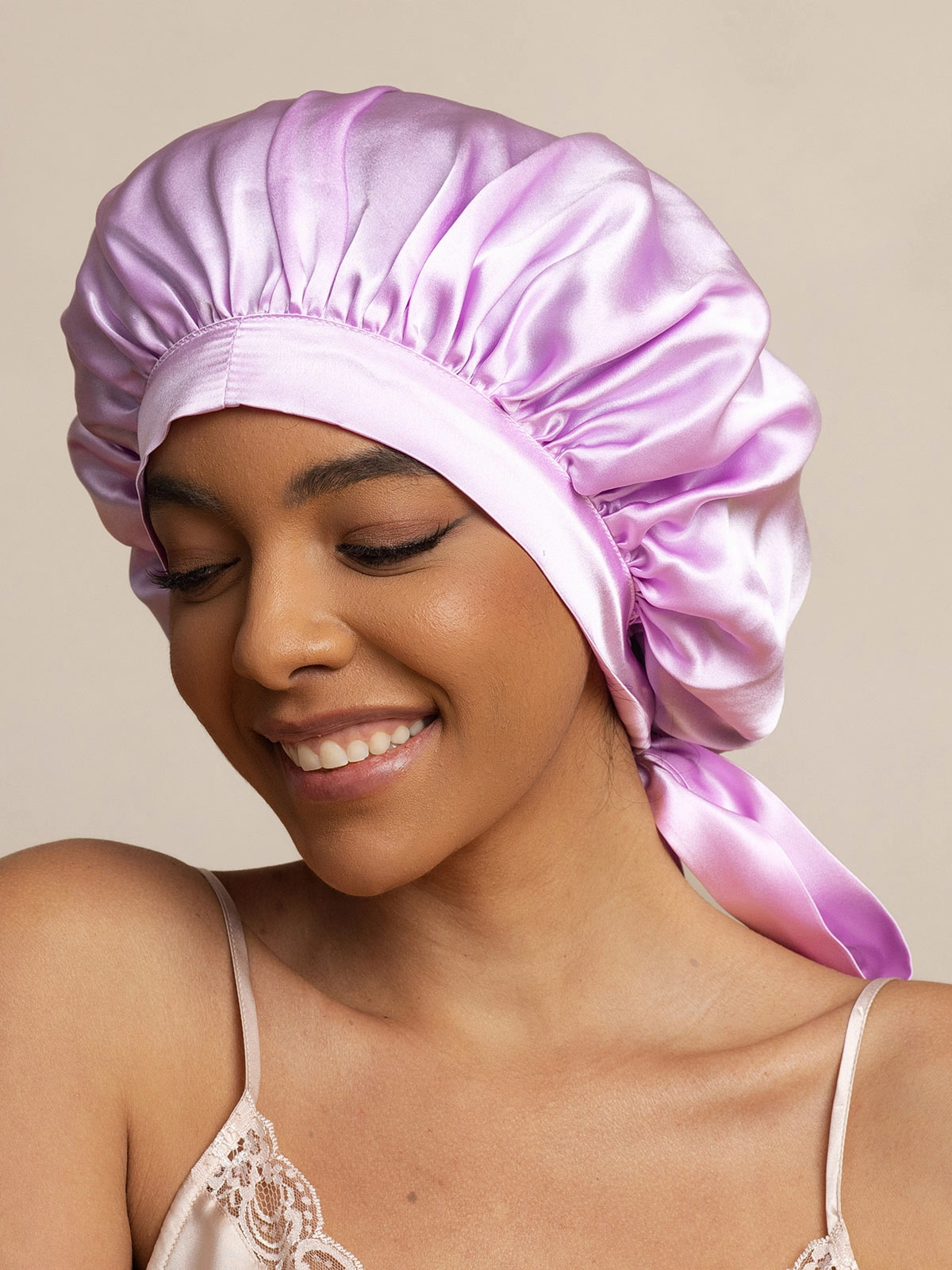 Pure silk Elegant Sleep Cap with Long Ribbons