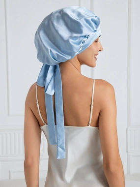 Pure silk Elegant Sleep Cap with Long Ribbons