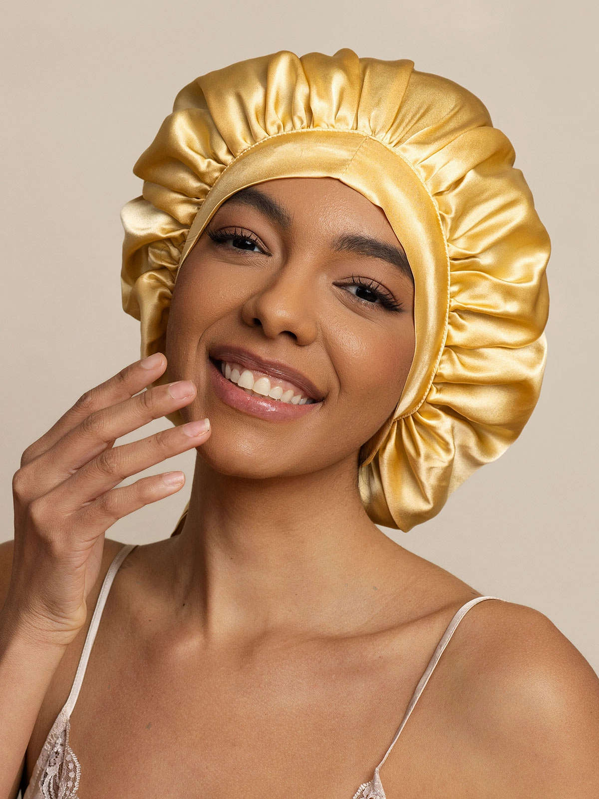Pure silk Elegant Sleep Cap with Long Ribbons