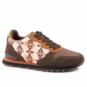 Roper Giddyup Aztec Jogger (Brown) - Women's Lace Up Suede Sneaker